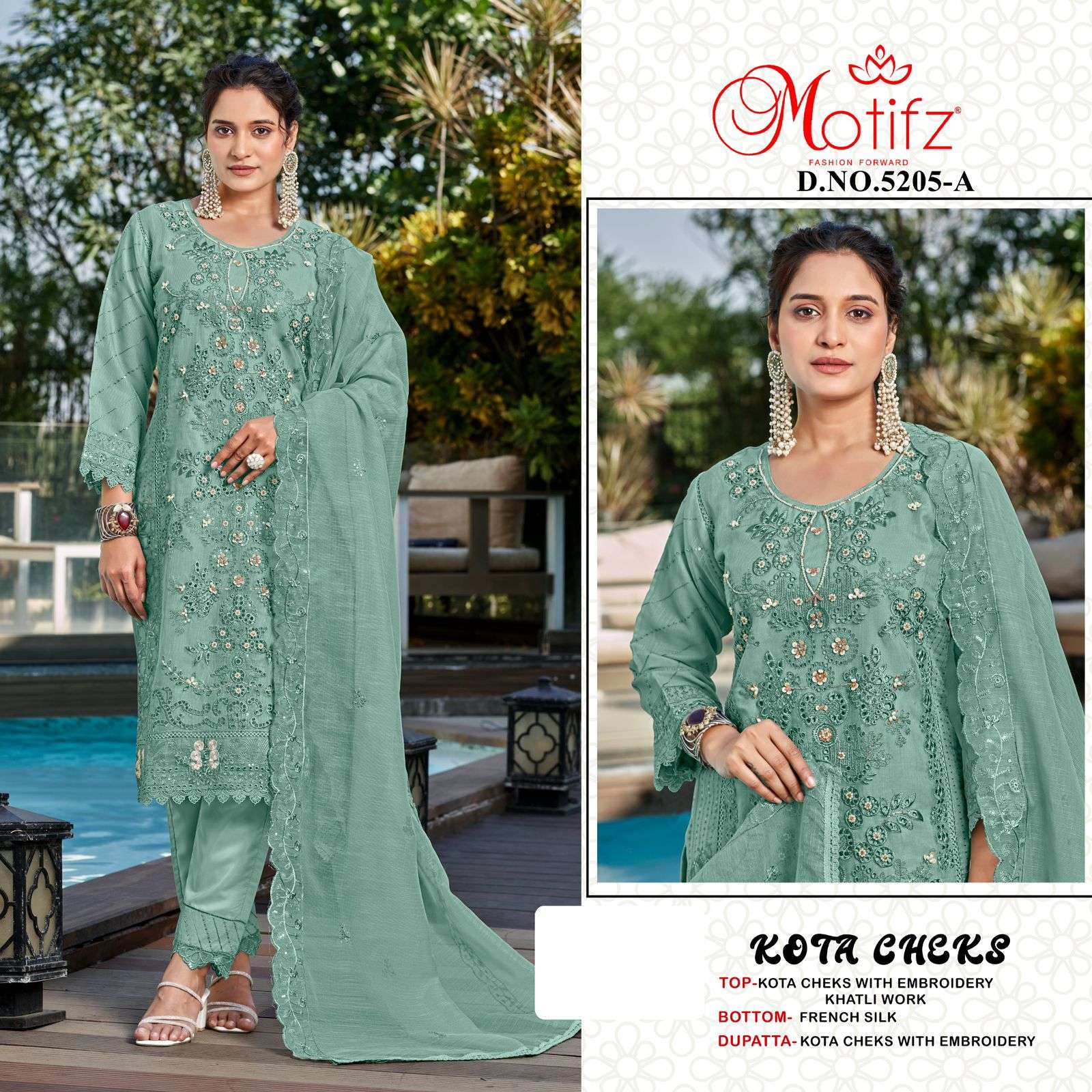 MOTIFZ 5205 KOTA CHEKS EMBROIDERY WORK LADIES SUIT AT WEDDIN...