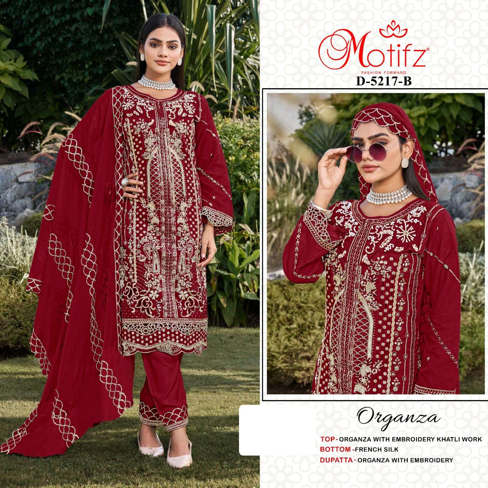 MOTIFZ 5217 ORGANZA HEAVY WORK SALWAR KAMEEZ AT SHADI & FEST...
