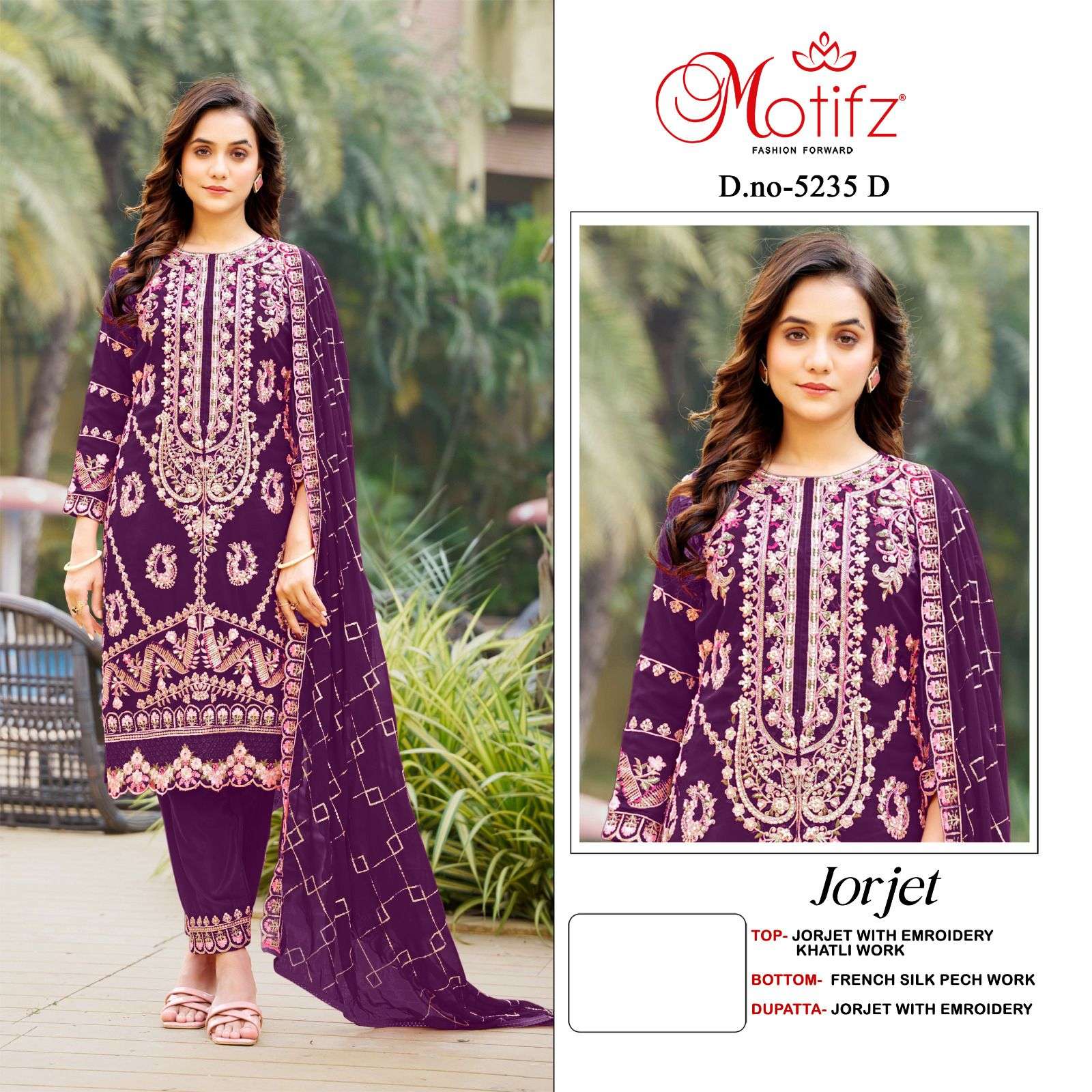 MOTIFZ 5235 GEORGETTE EMBROIDERY KHATLI WORK SALWAR SUIT AT ...
