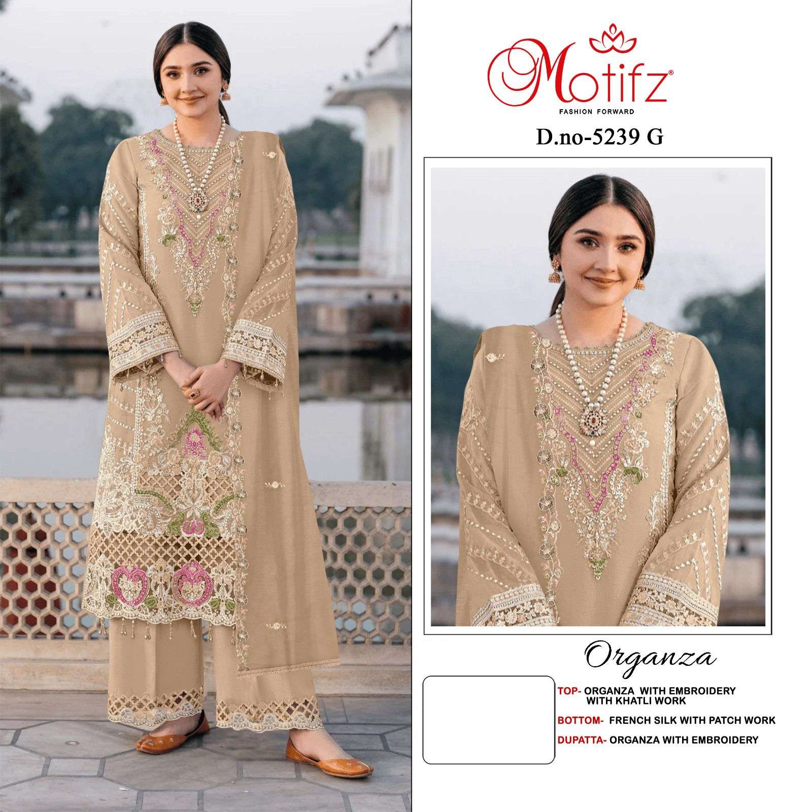 MOTIFZ 5239 PAKISTANI SEASON ORGANZA HEAVY WORK SUIT AT MATE...