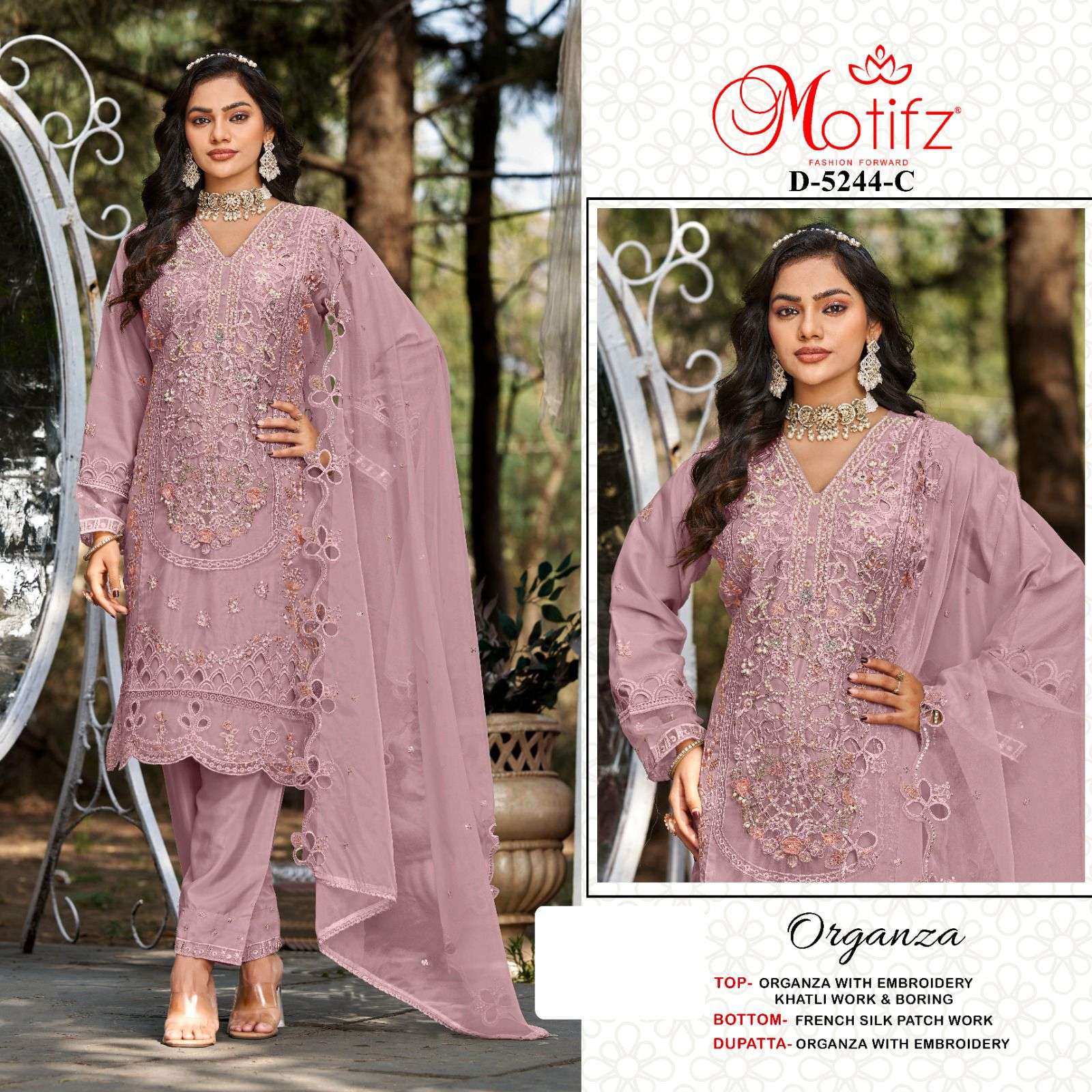 MOTIFZ 5244 BOUTIQUE ORGANZA FABRIC HANDWORK PAKISTANI WOMEN...
