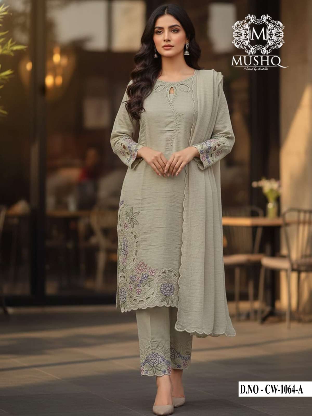 MUSHK CW 1064 SILK EMBROIDERY WORK READYMADE SUIT LADIES CAT...