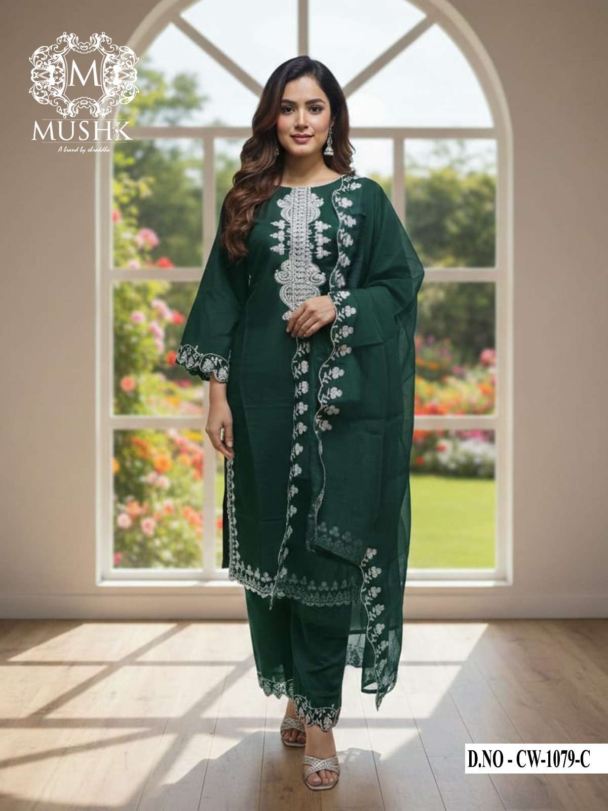 MUSHK CW 1079 SILK WITH HEAVY EMBROIDERY TRADITIONAL READYMA...