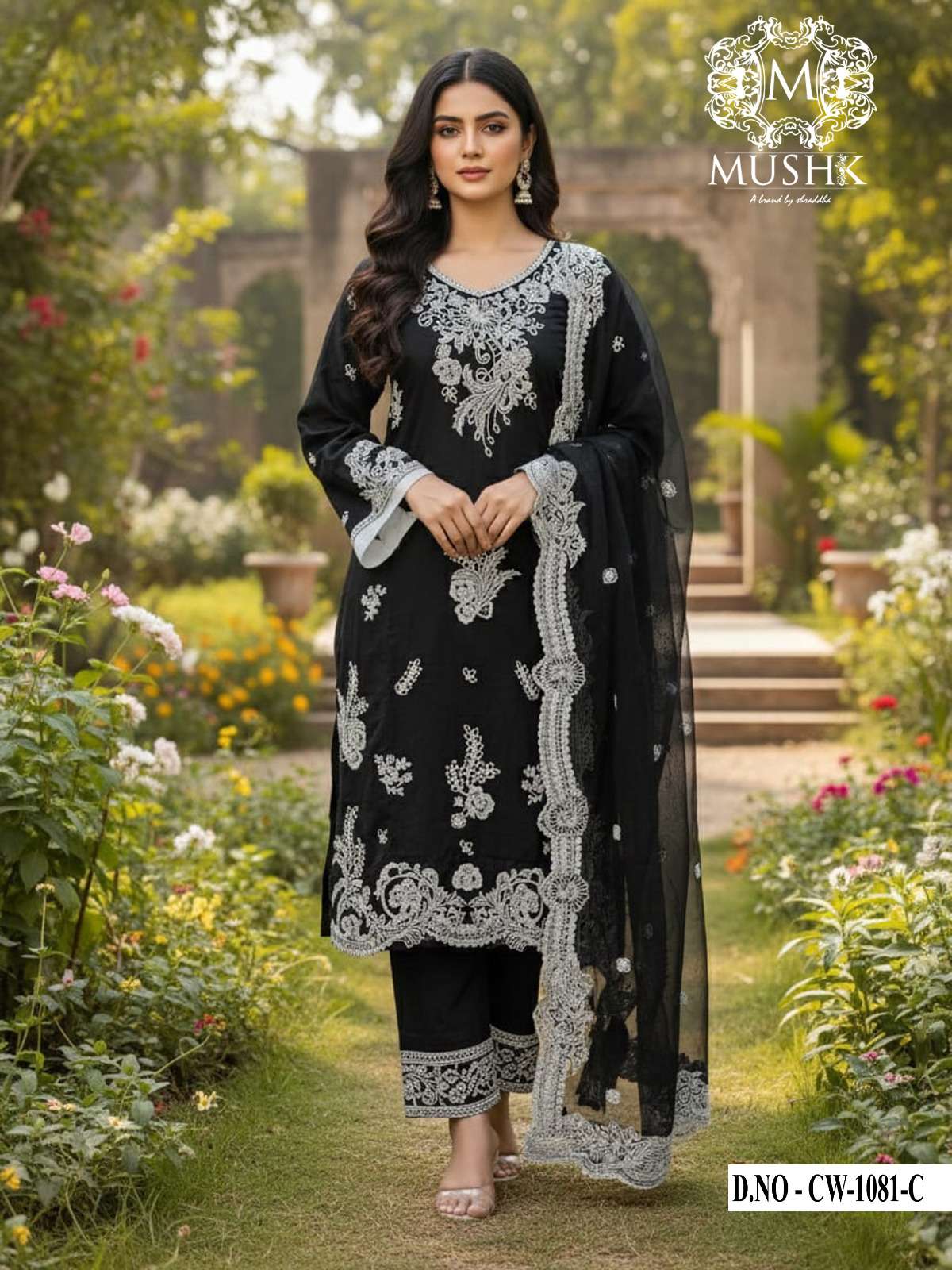 MUSHK CW 1081 LINING CHECKS CUT WORK SALWAR KAMEEZ AT WEDDIN...