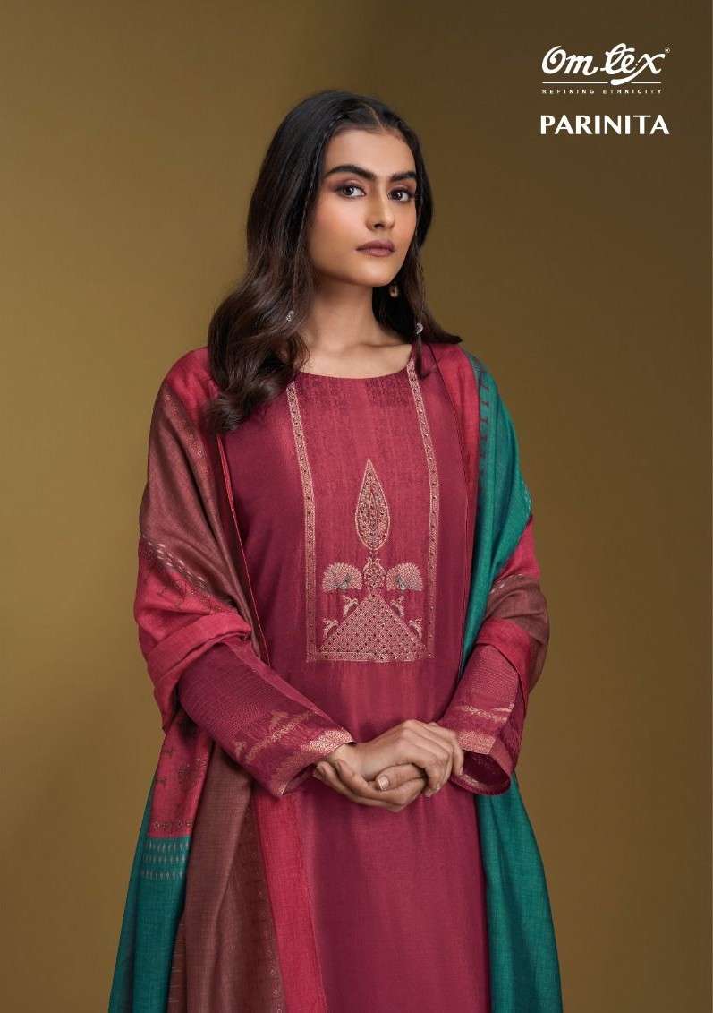 OMTEX PARINITA RUSSIAN SILK JACQUARD PRINT TRADITIONAL SALWA...