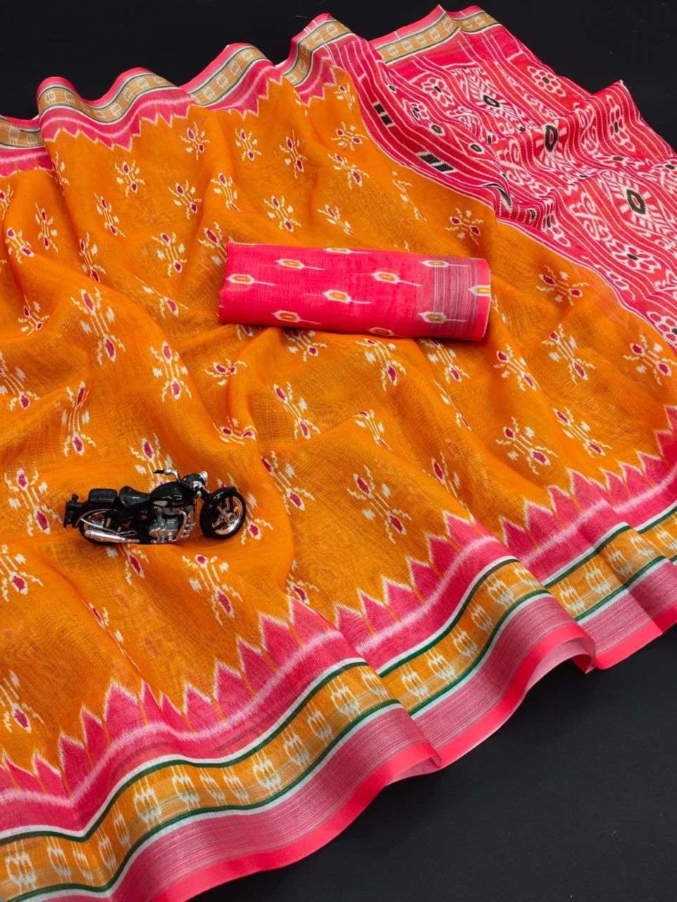 Original Linen With Silver Jari Patta Attractive Digital Pri...