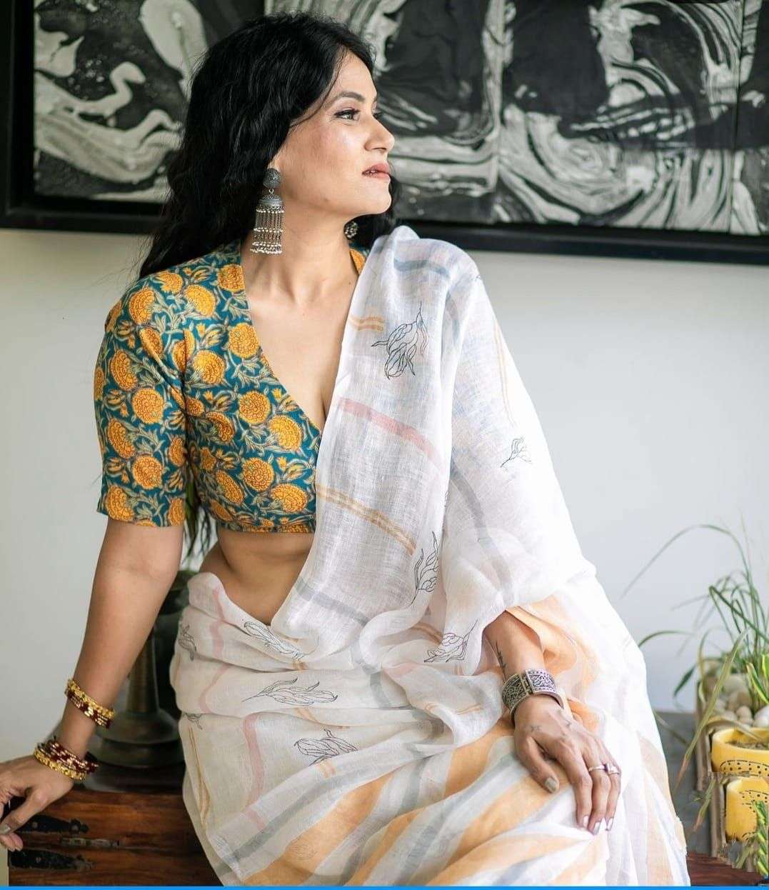  ORIGINAL PURE  SOFT LINEN REDEFINED TIMELESS ELEGANCE SAREE...