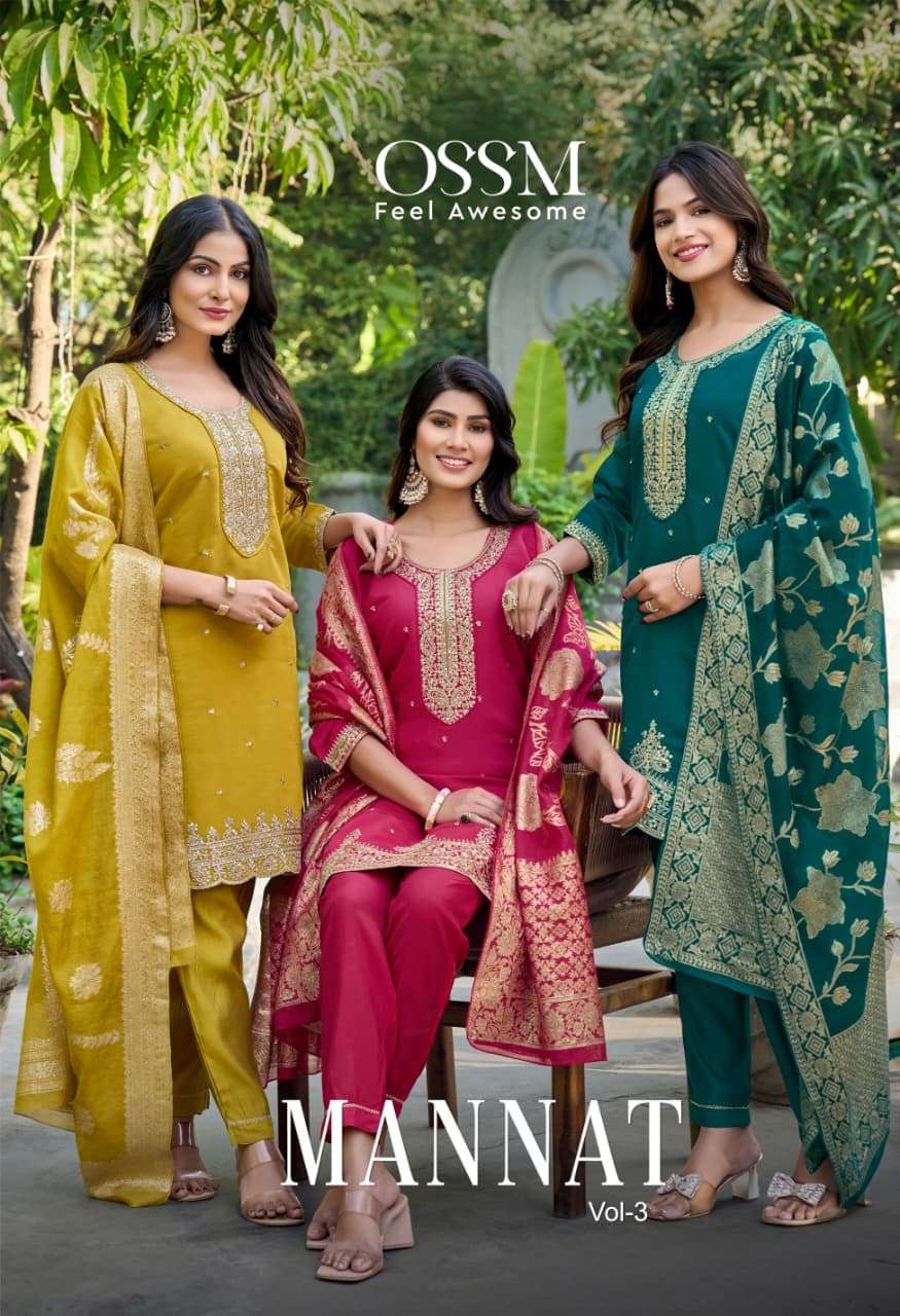 OSSM MANNAT VOL 3 FANCY FESTIVAL SEASON SILK ASTAR SALWAR SU...