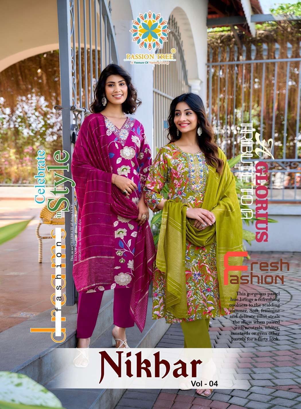 PASSION TREE NIKHAAR VOL 4 STRAIGHT STYLE RAYON FOIL PRINT S...