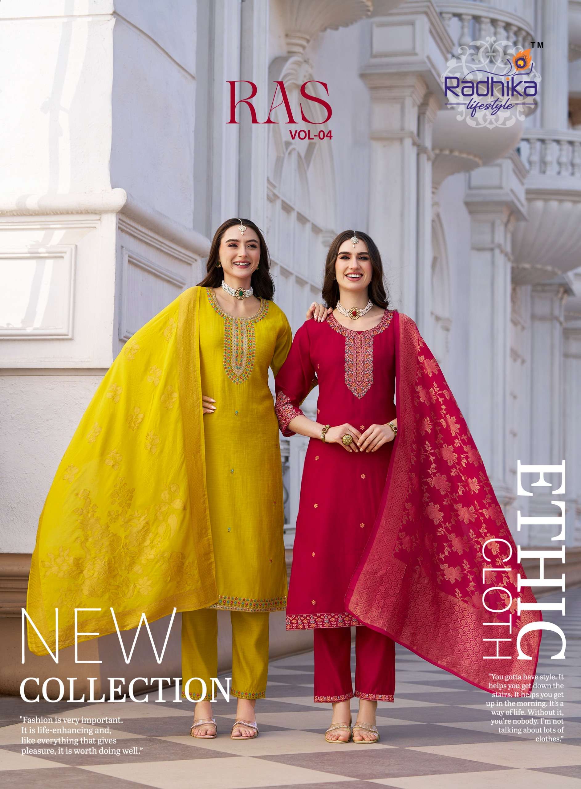 RADHIKA LIFESTYLE RAAS VOL 4 VERTICAN SILK WITH WORK KURTI P...