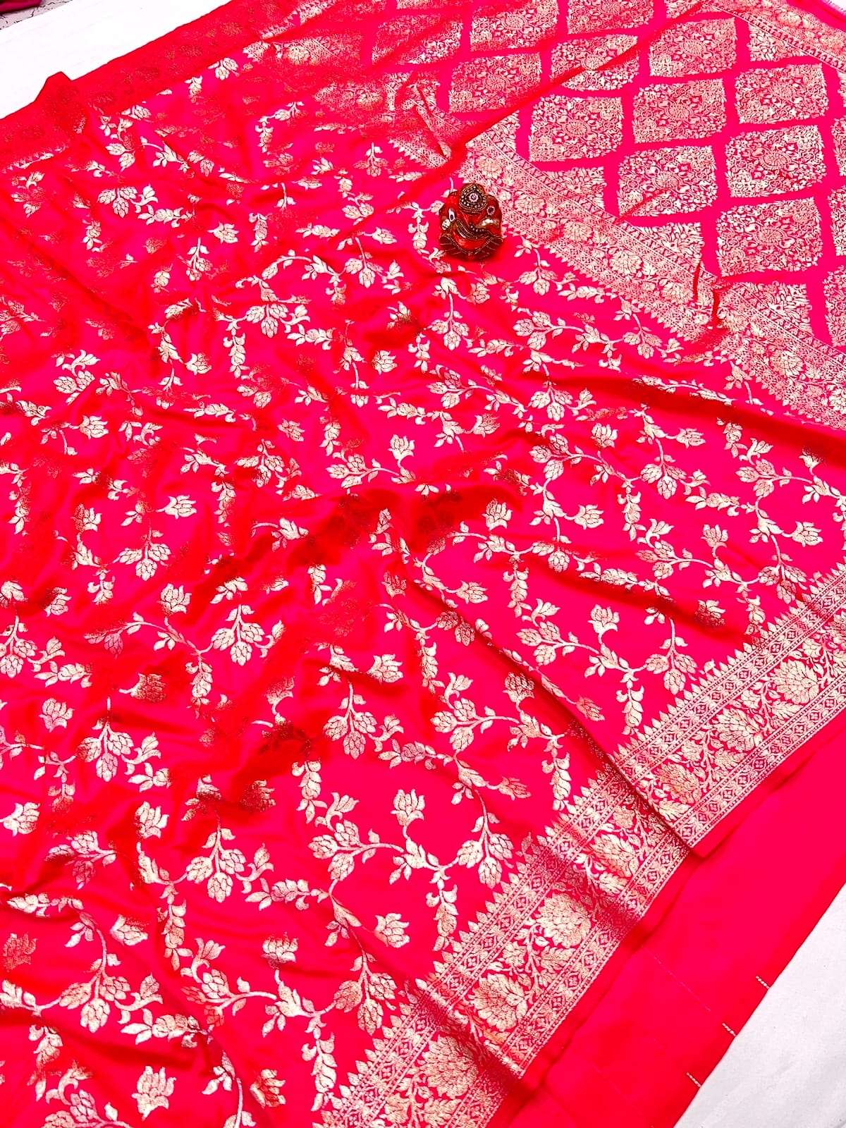 RAGINI super pure tissue silk in gold jari border pallu clas...