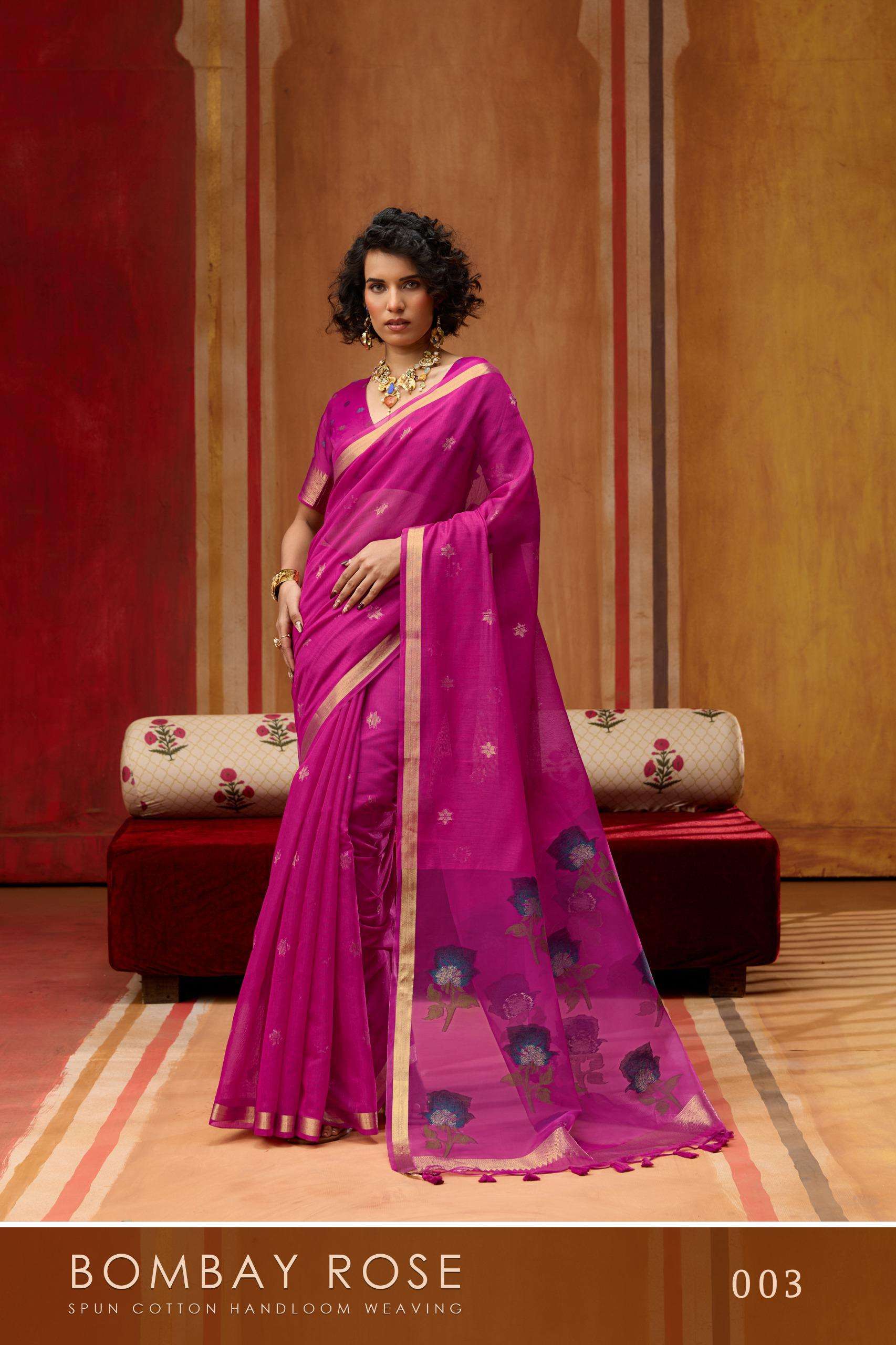 RAJ TEX FABRICS BOMBAY ROSE MUNGA COTTON HANDLOOM WITH ORGAN...