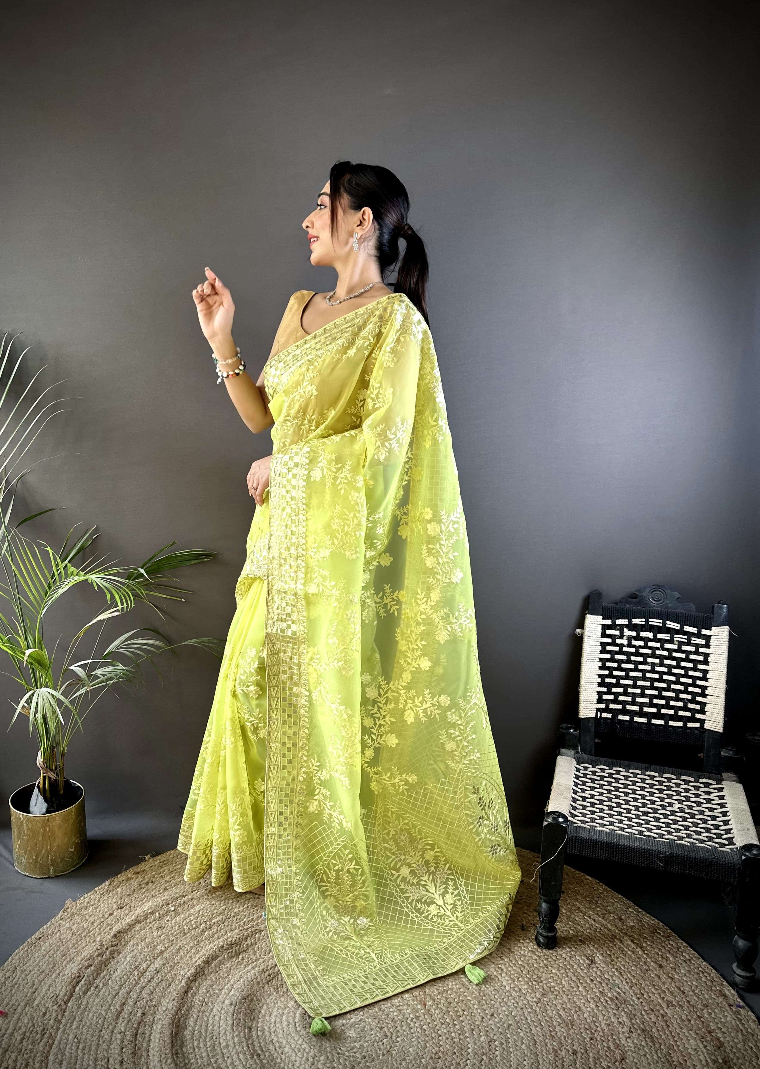  Rajitha Heavy Organza silk saree loaded with heavy golden f...