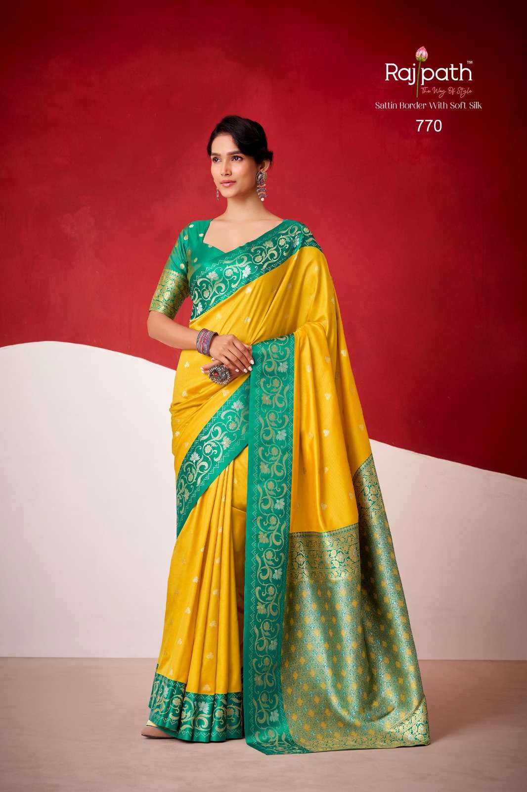  RAJPATH FABRICS INDHU GHAT SOFT SATTIN SILK TRADITIONAL CLA...