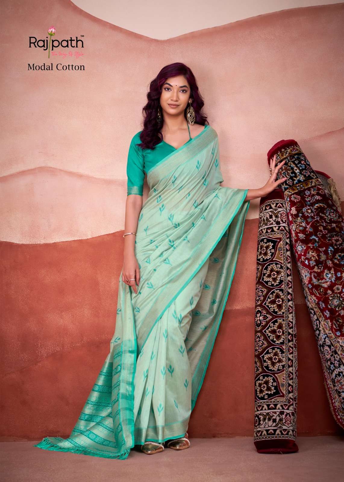 RAJPATH FABRICS MANGO DOLI MODAL COTTON PARTY WEAR SAREE SUP...
