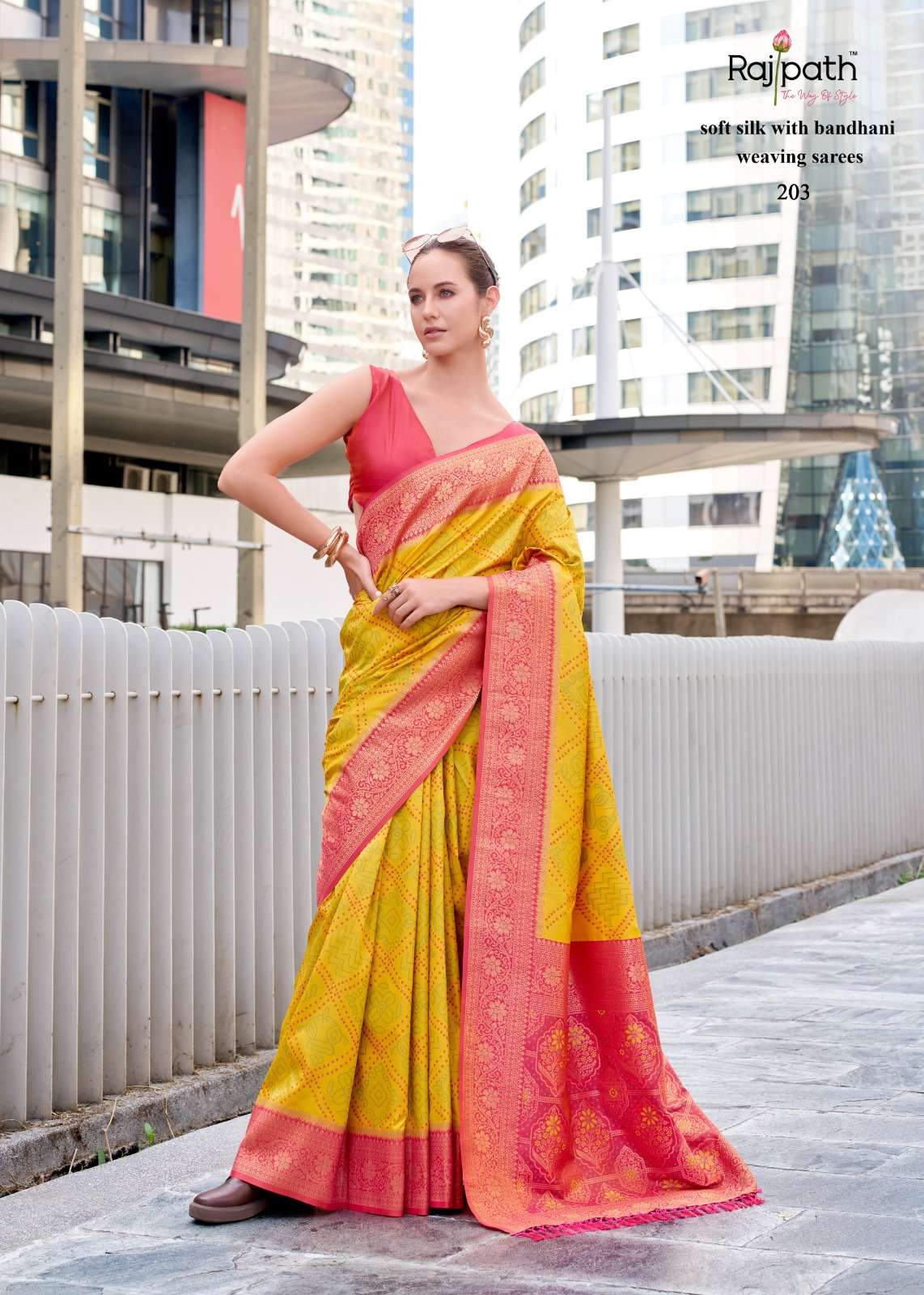  RAJPATH FABRICS SUGANDH SILK SOFT SILK WITH TRADITIONAL BAN...