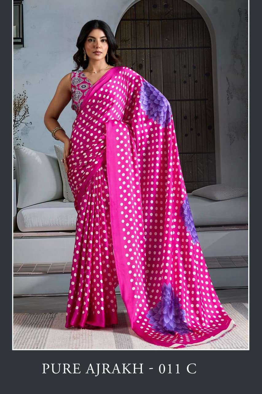 RAJTEX FABRIC PURE AJRAKH 011 MODAL SATIN AJRAKH PRINT  REGU...