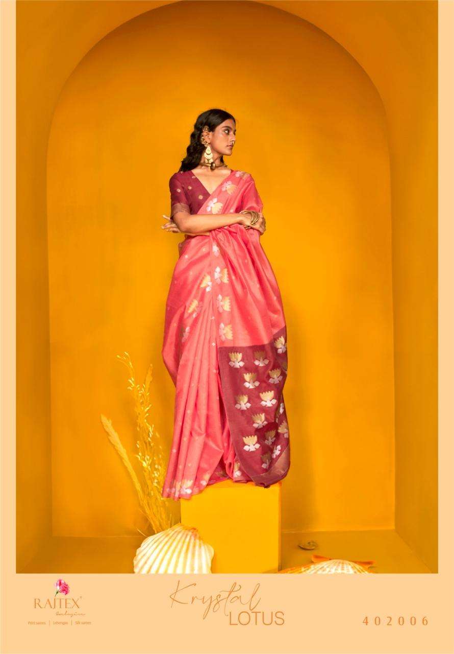 RAJTEX FABRICS KRYSTAL LOTUS DESIGNER TUSSAR HANDLOOM WEAVIN...