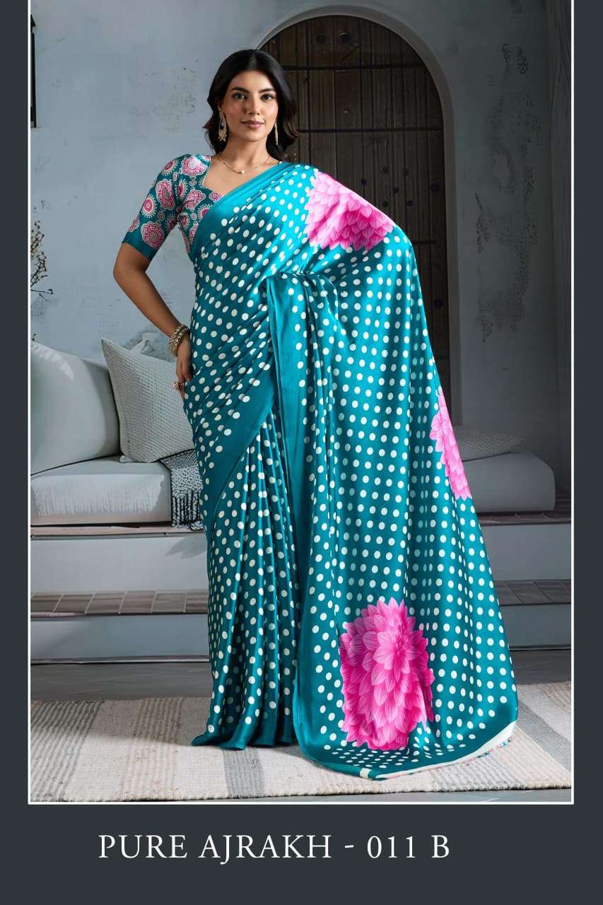 RAJTEX FABRICS PURE AJRAKH 011 BRAND MODAL SATIN AJRAKH PRIN...