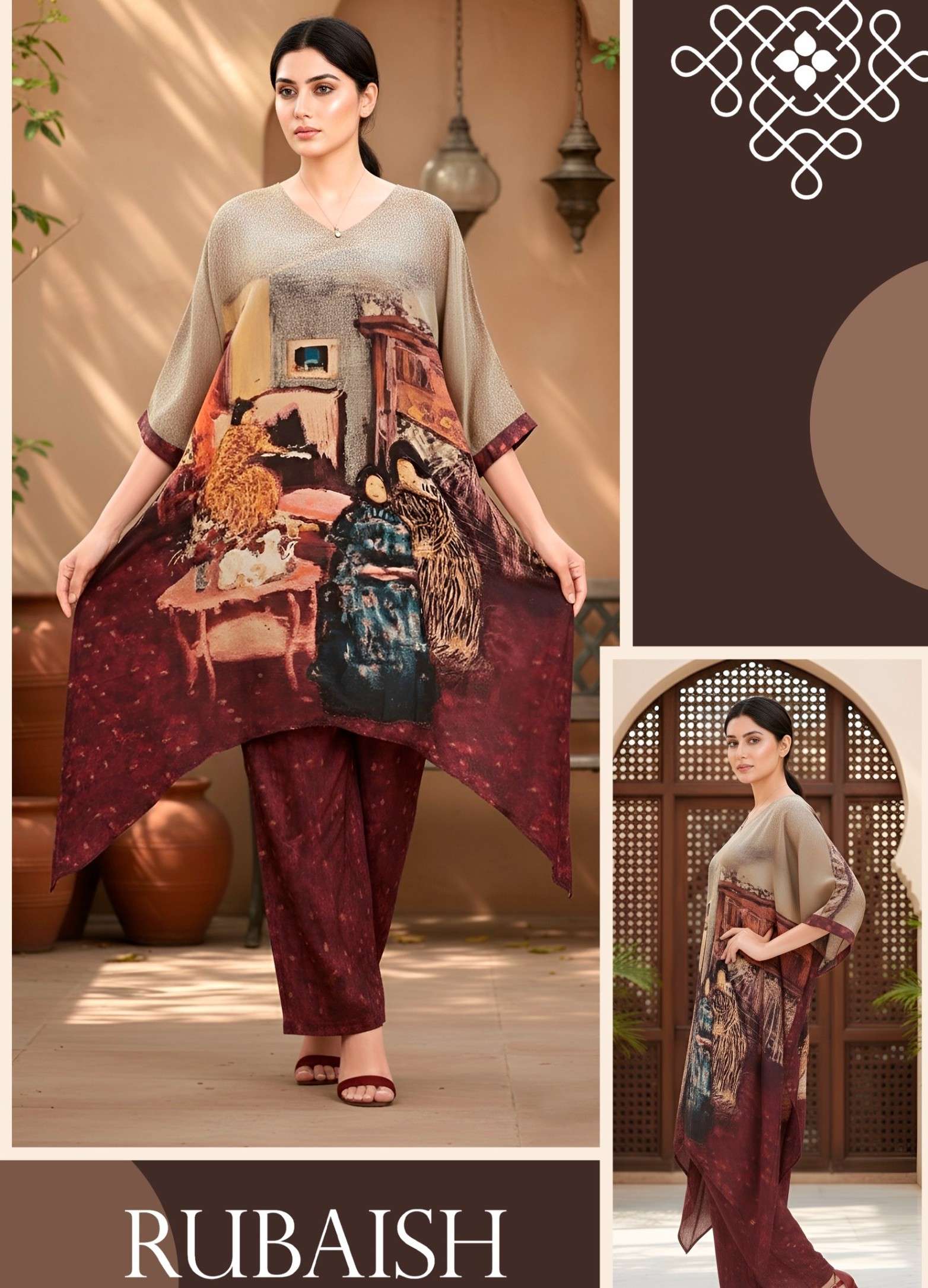 RUBAISH VISCOSE NATURAL DESIGNER CO ORD SET COLLECTION SUPPL...