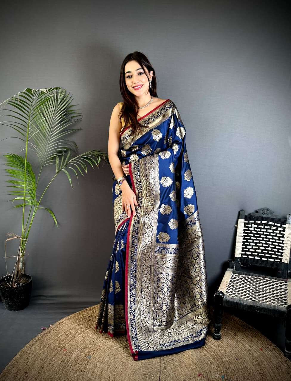 Rubela Soft Banarasi Lichi Silk Saree with Attractive Draped...
