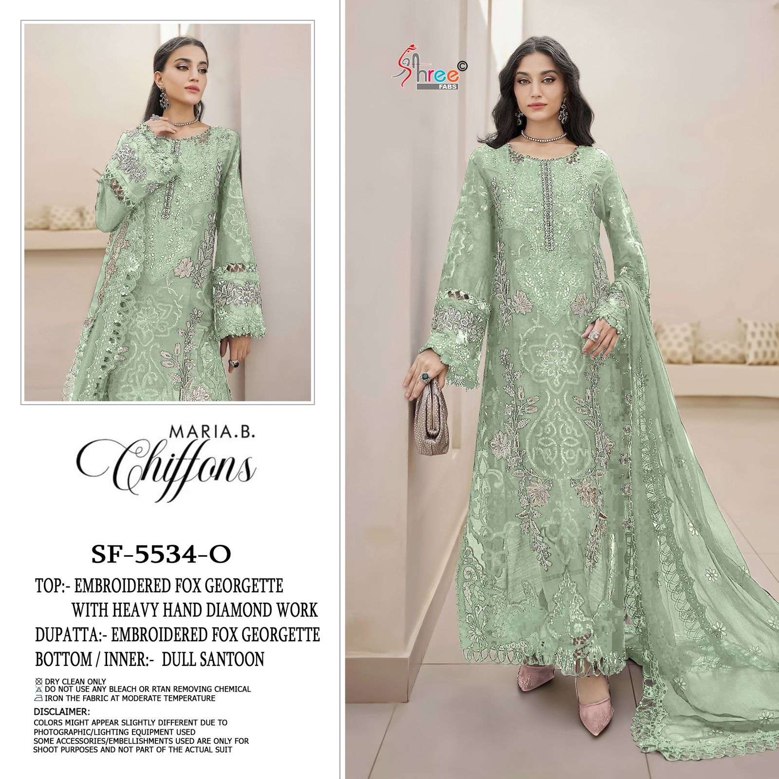 S 5534 COLOR PAKISTANI FASHION LIGHT COLOR HEAVY WORK SUIT E...