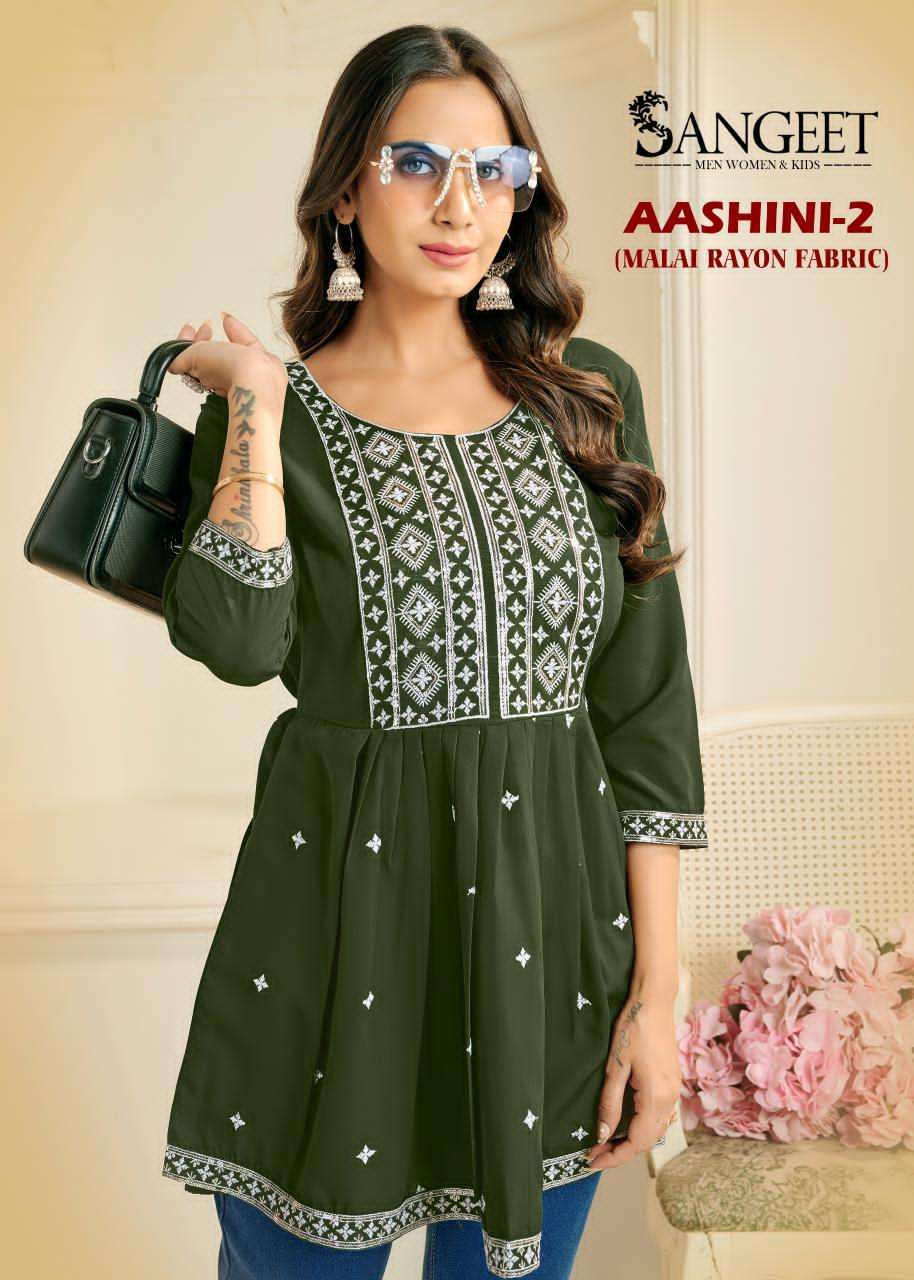 SANGEET AASHINI VOL 2 RAYON WESTERN WEAR SHORT TOPS JEANS TY...