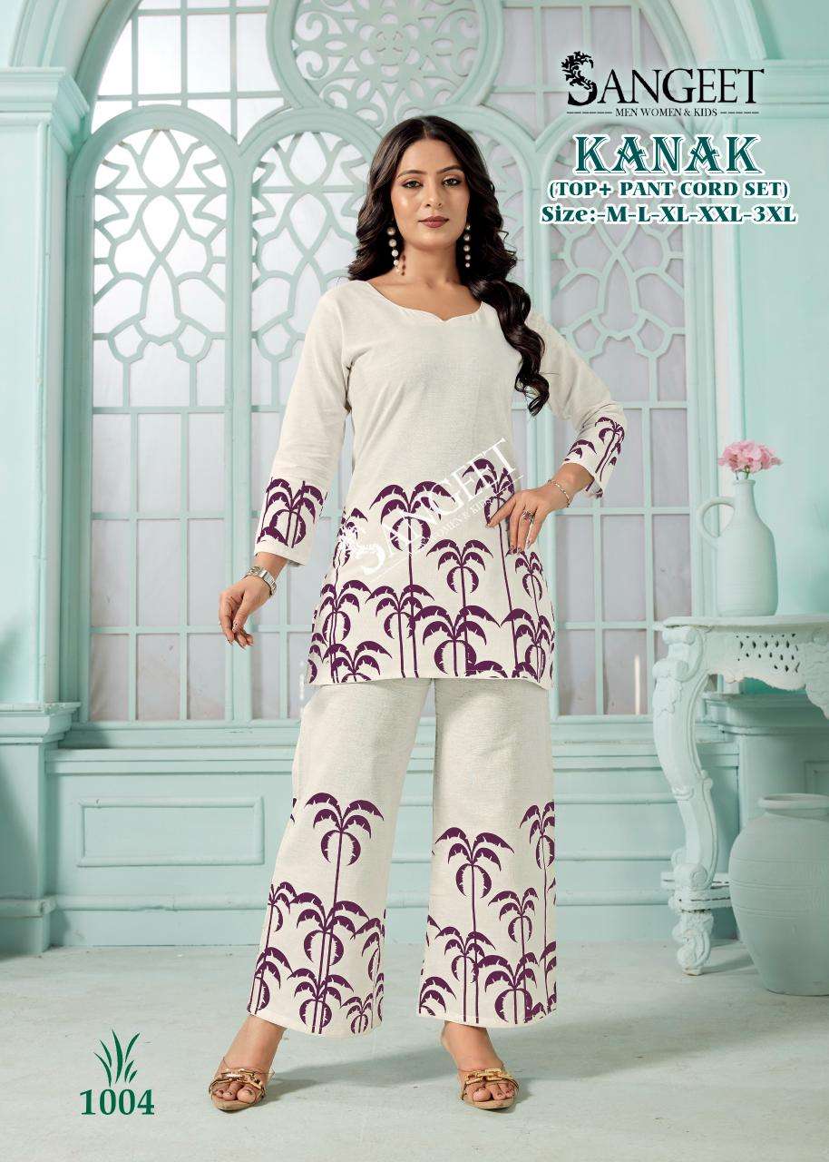 SANGEET KANAK LINEN COTTON FABRIC TOP&PANT CORD SET FOR WOME...