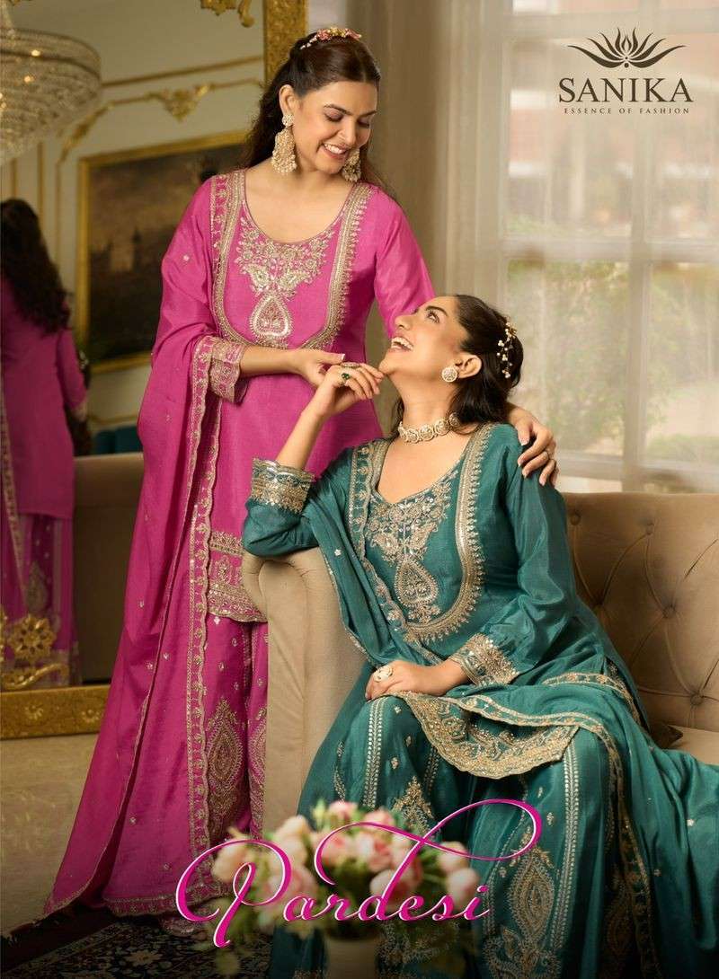 SANIKA FASHION ANMOL HEAVY EMBROIDERED TOP WITH PLAZZO PANT ...