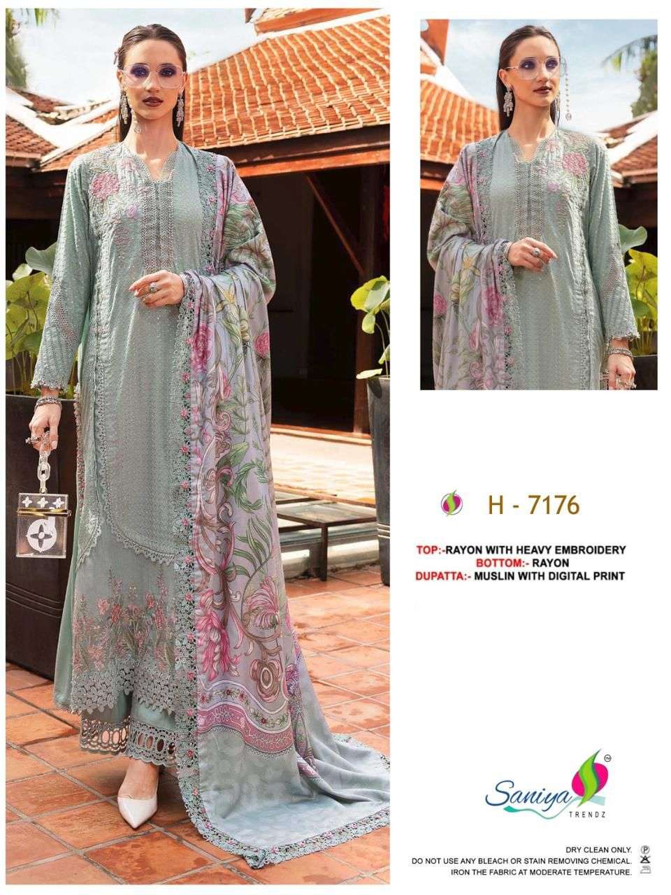 SANIYA TRENDZ 7175 AND 7176 RAYON COTTON EMBROIDERED PAKISTA...