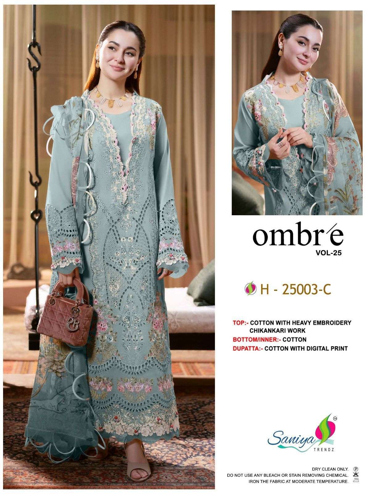 SANIYA TRENDZ OMBRE VOL 25 NX 25003 COTTON WITH CHIKANKARI W...