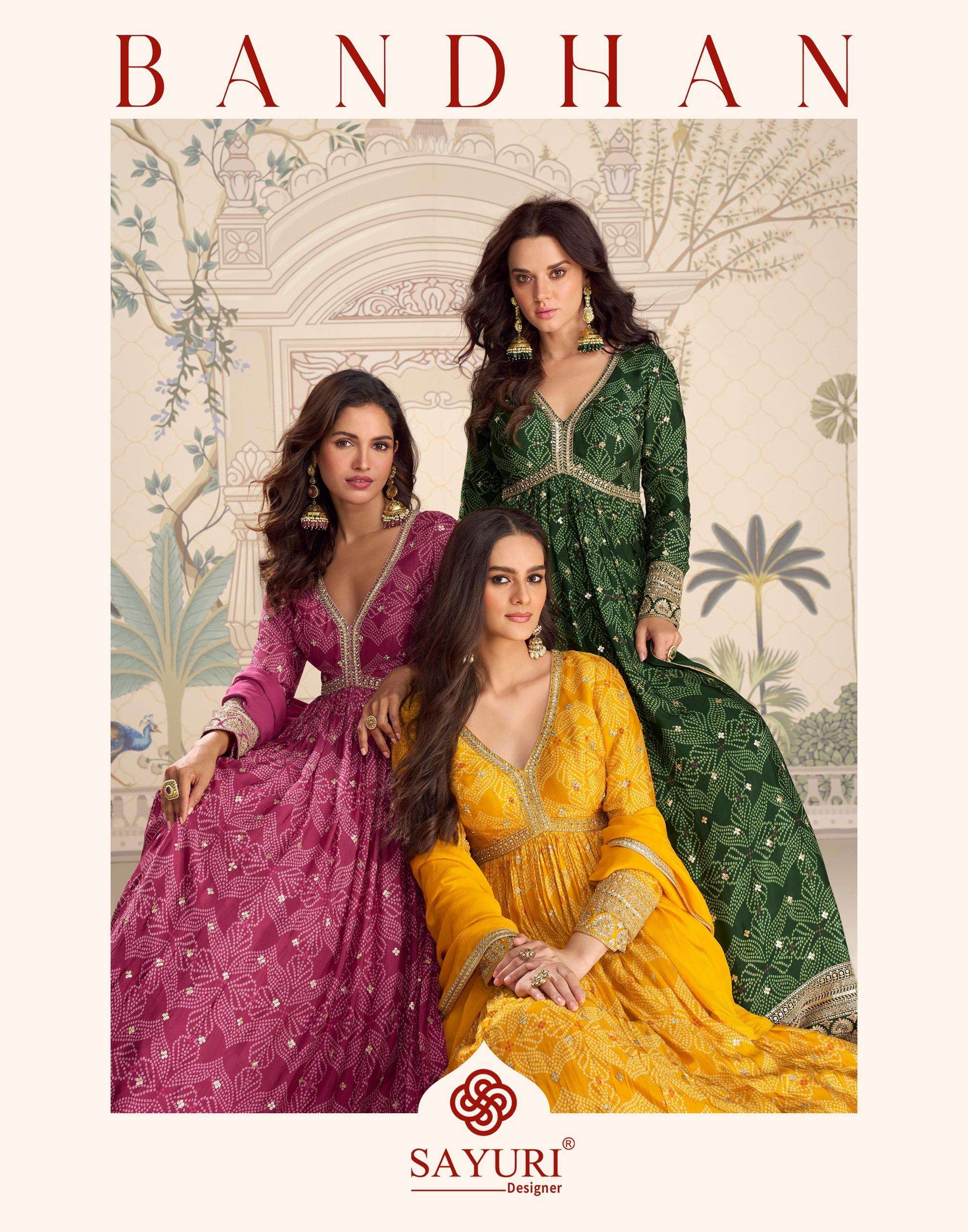 SAYURI DESIGNER BANDHAN FESTIVE LOOK CHİNON SILK GOWN WITH ...