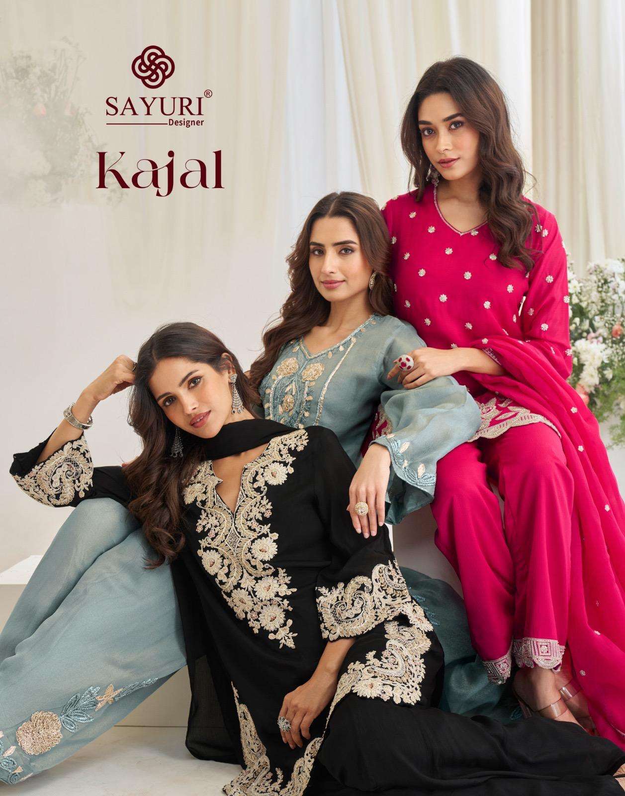 SAYURI DESIGNER KAJAL LATEST TRENDY EMBROIDERED TOP WITH FAR...