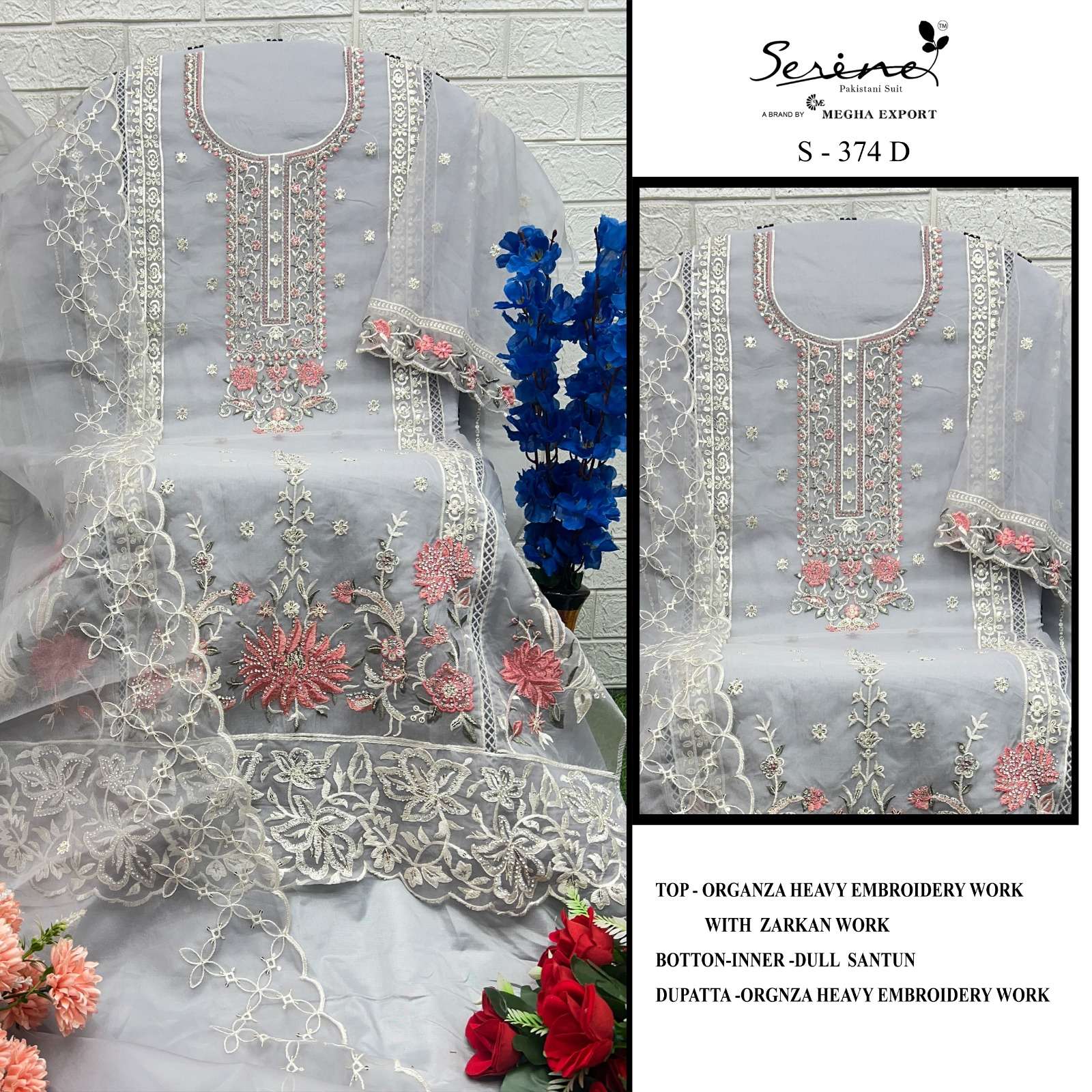 SERINE S 374 ORGANZA HEAVY EMBROIDERED PAKISTANI VIRAL FANCY...