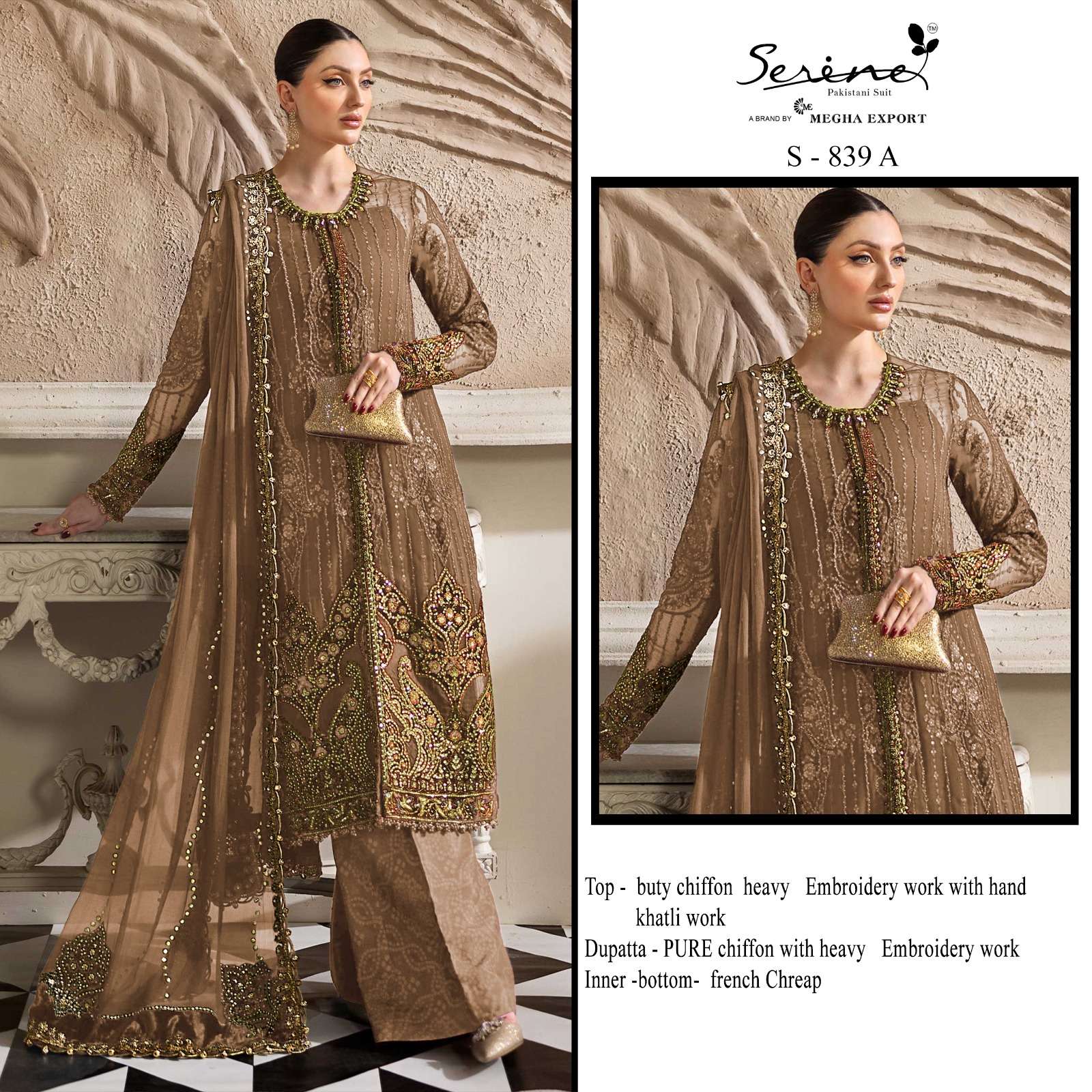 SERINE S 839 HAND KHATLI WORK PAKISTANI MODAL TYPE PALAZZO S...