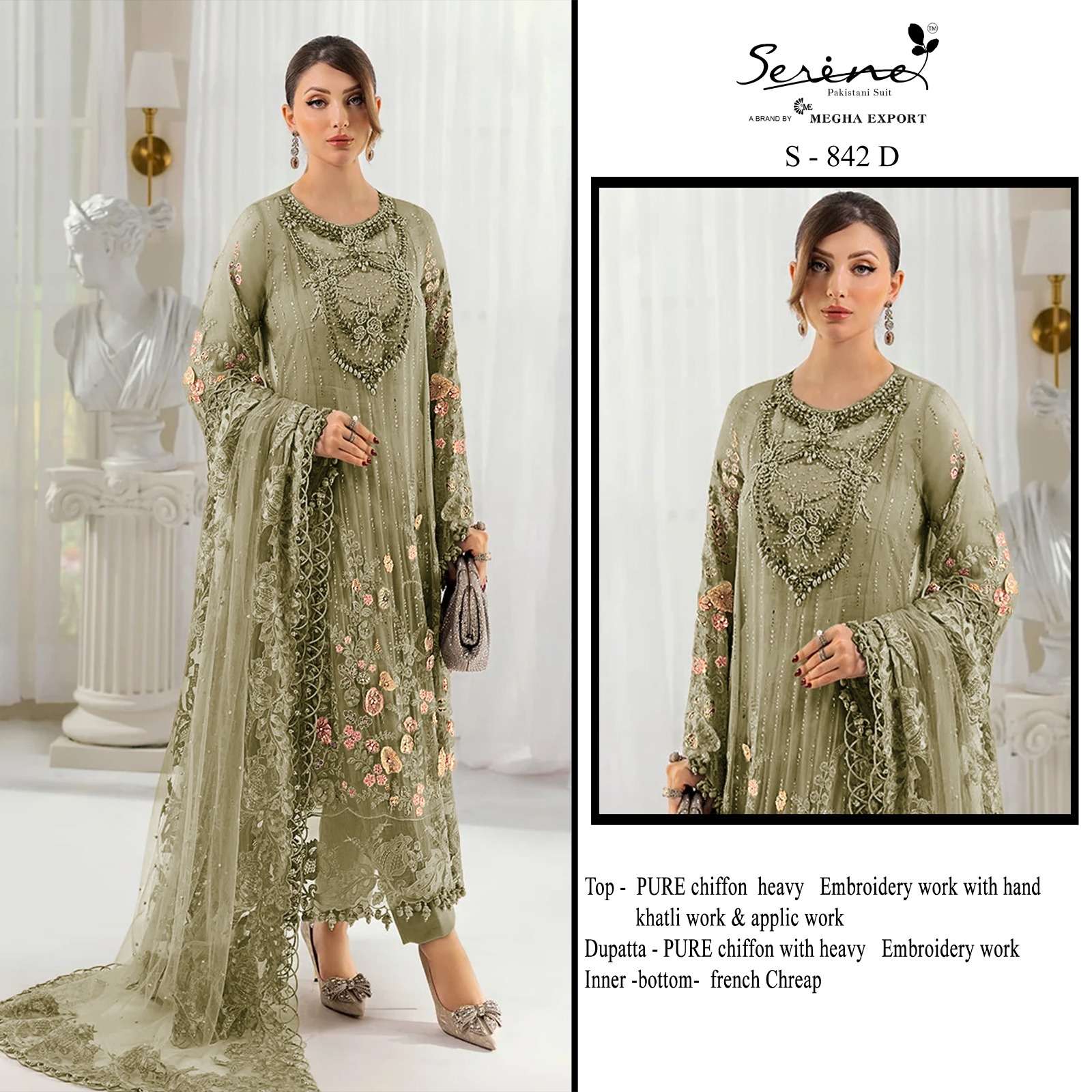SERINE S 842 INDIAN TOP BRAND HEAVY EMBROIDERY PAKISTANI SUI...