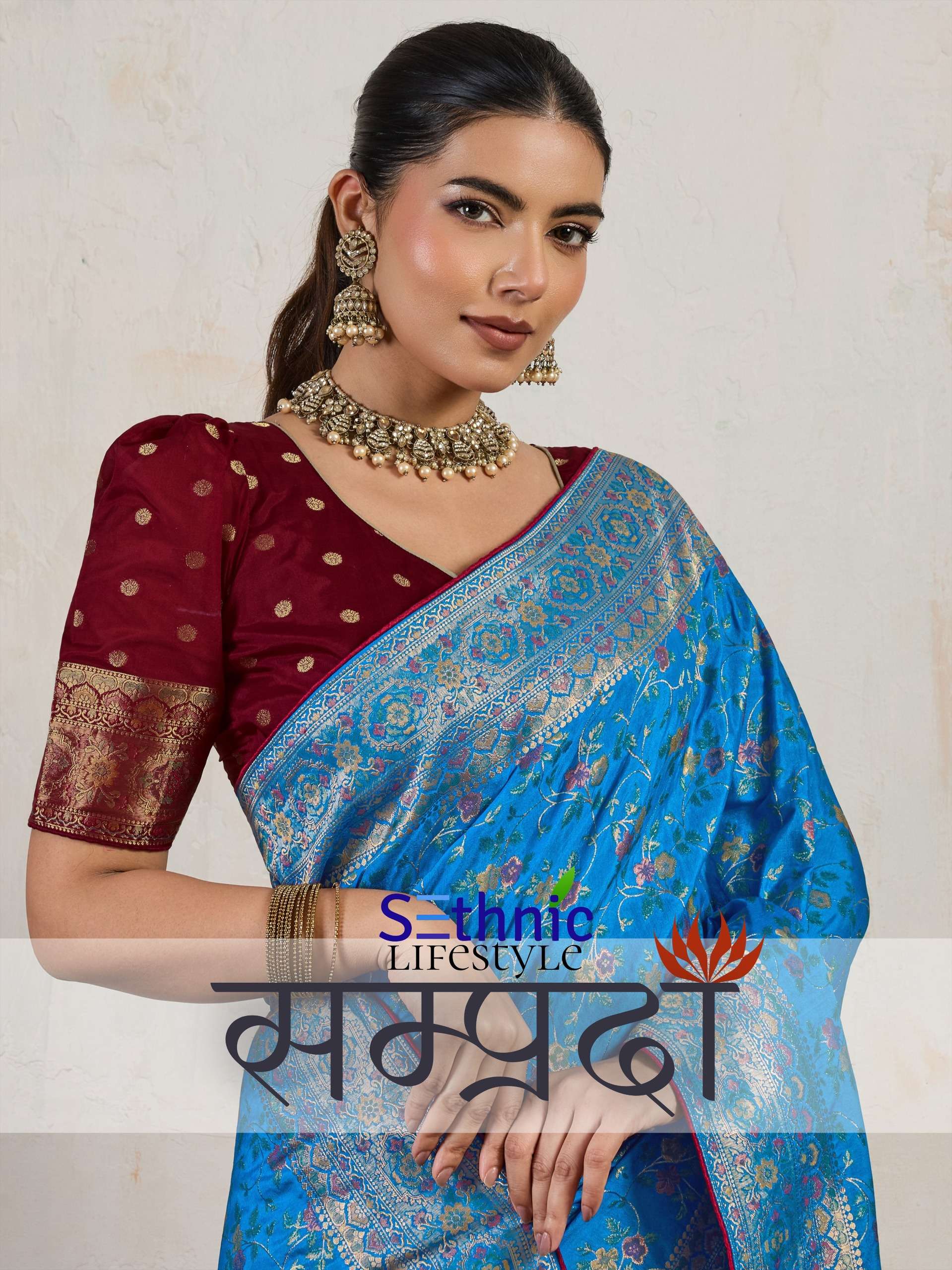  Sethnic Lifestyle Samprada luxurious Soft Makhmali Silk Thr...