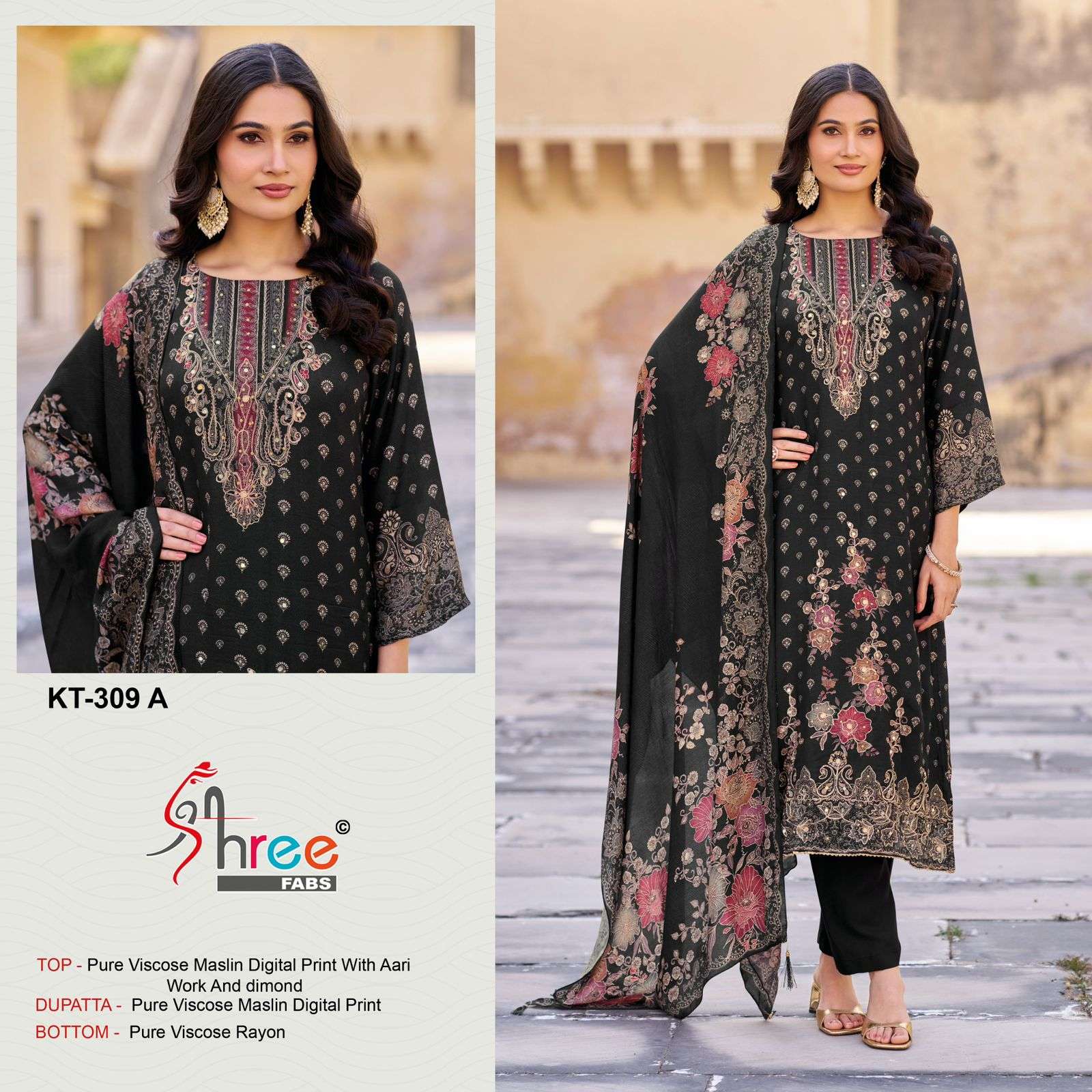 SHREE FABS KT 309 TOP BRAND VISCOSE MUSLIN PATTERN SALWAR KA...