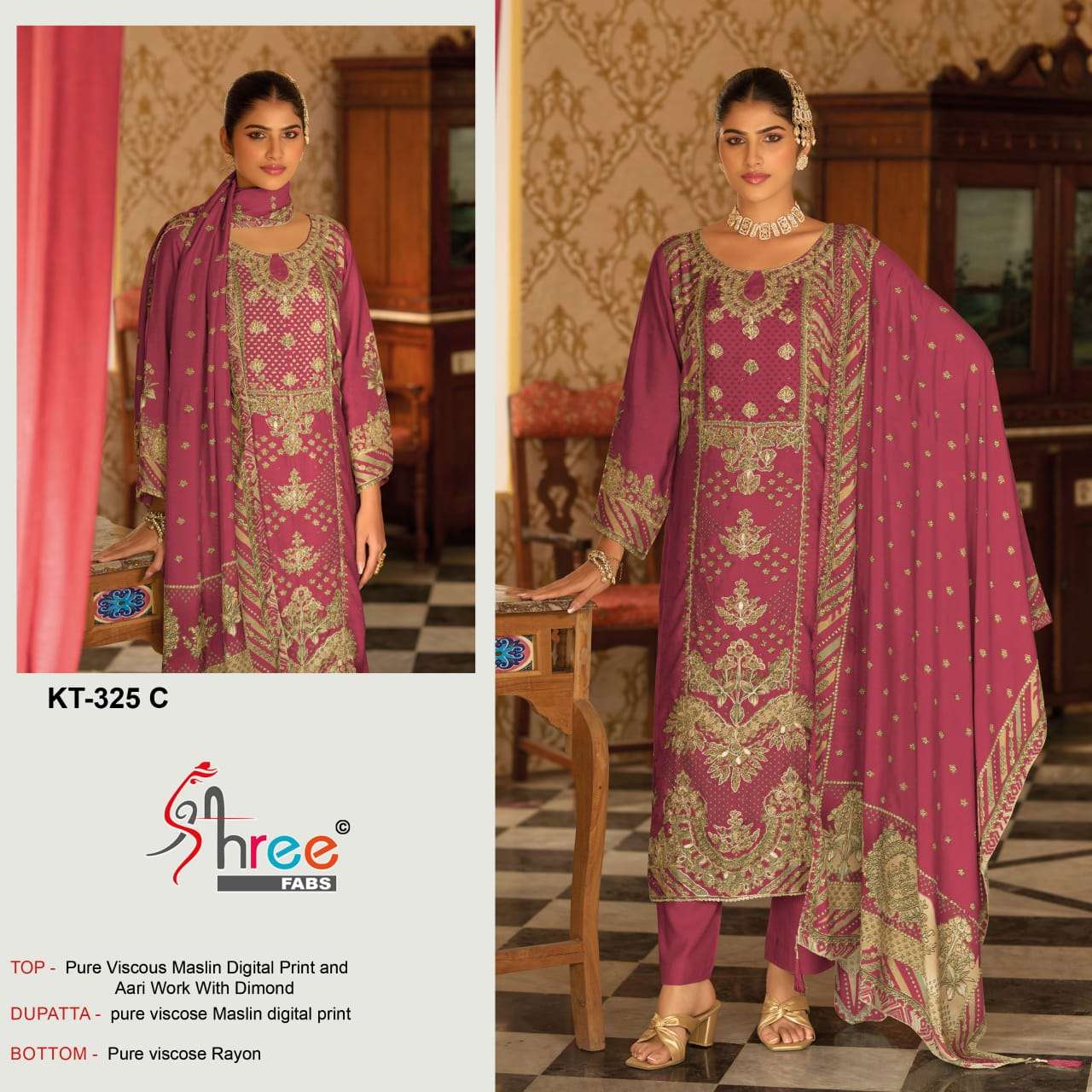SHREE FABS KT 325 VISCOSE MUSLIN DESIGNER SALWAR KAMEEZ SPEC...
