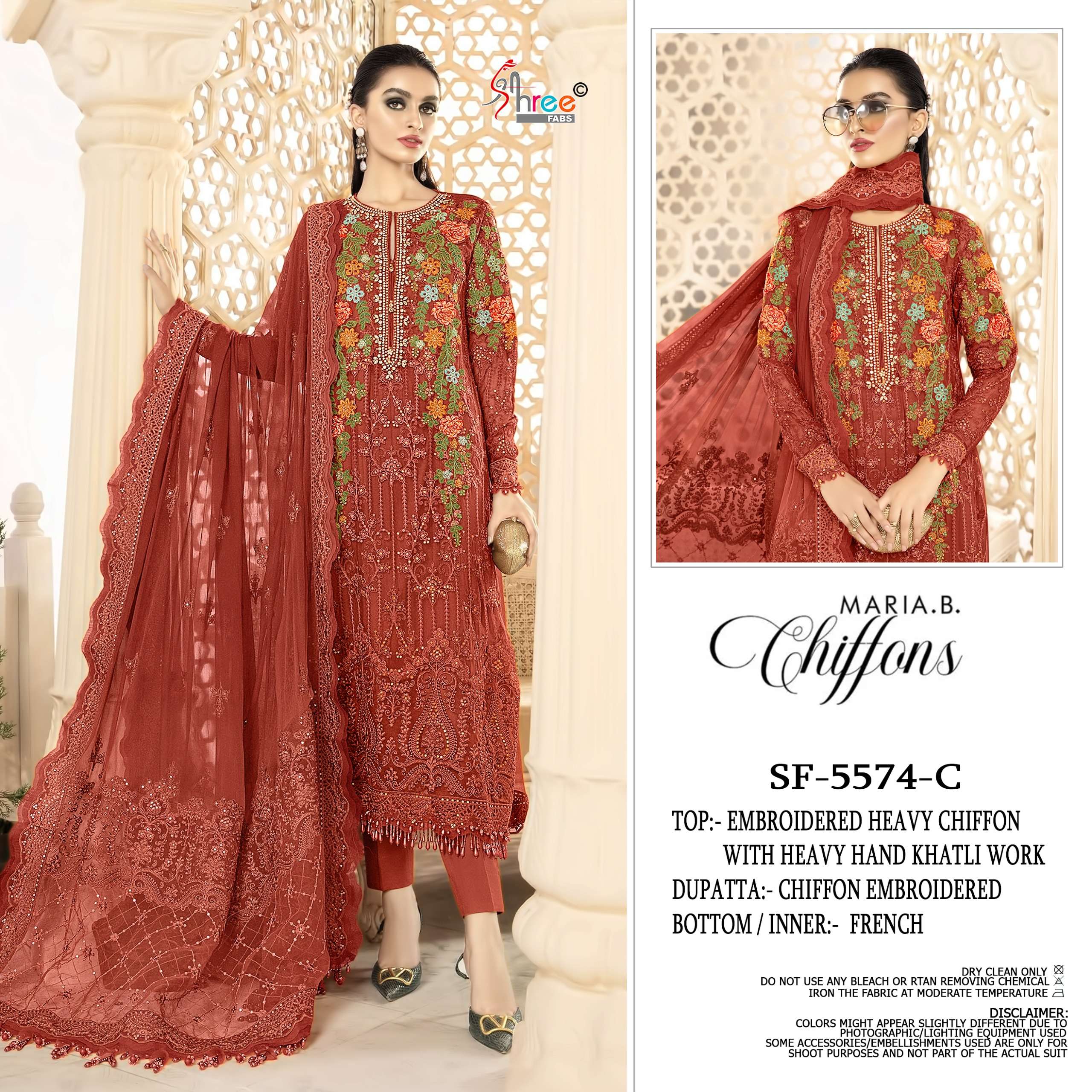 SHREE FABS SF 5574 COLOR HEAVY HAND KHATLI WORK PAKISTANI VI...