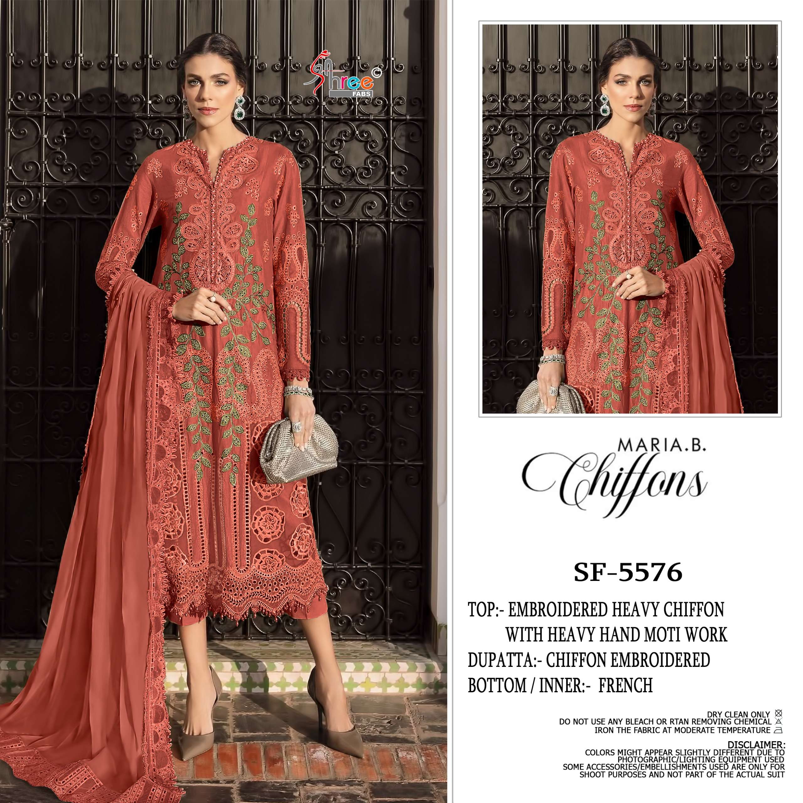 SHREE FABS SF 5576 CHIFFON MATERIAL HAND MOTI WORK PAKISTANI...