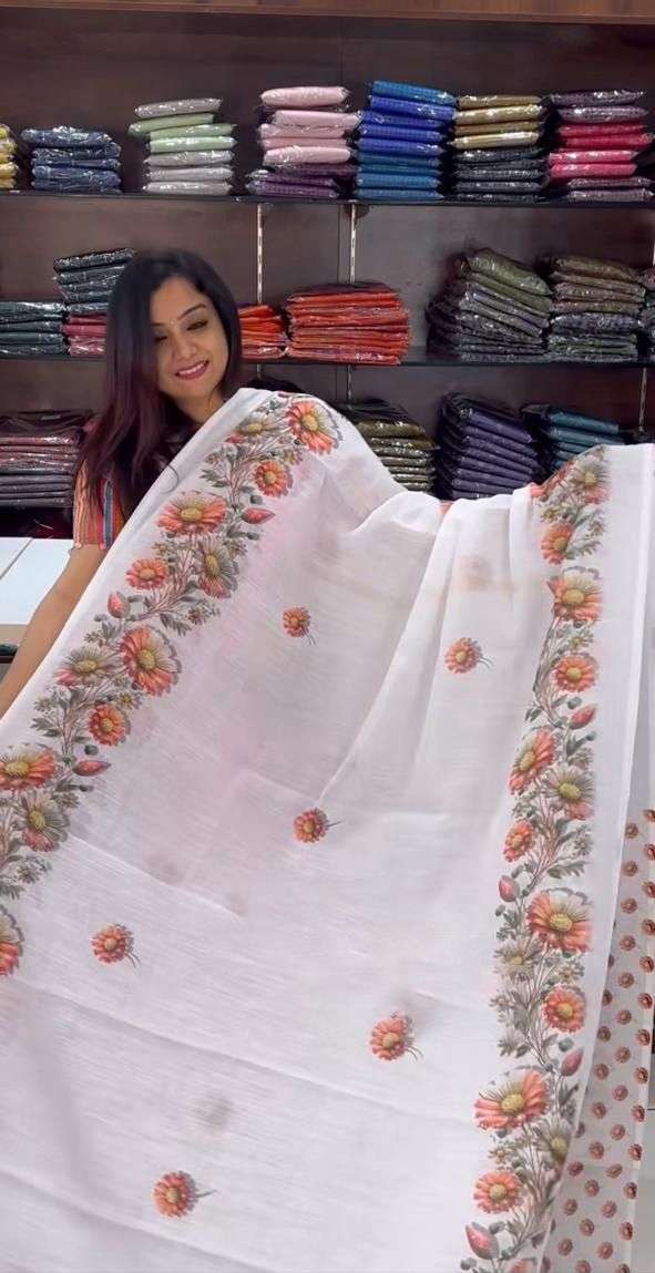 Soft Linen Fabric with Jequard border With beautiful smell  ...