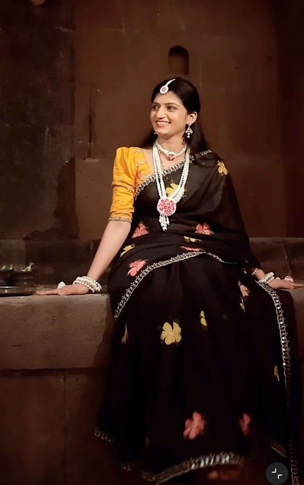 Soft Rangoli Silk with small flower embroidery work with Exq...
