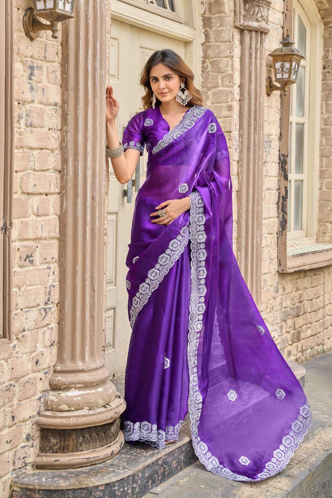 Sonam Shimmer Chiffon Elegance Draped In Tradition For Weddi...