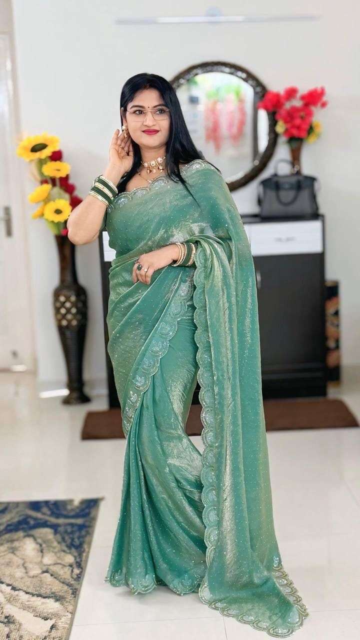 Space silk original with beautiful Jarkhan work Fabric saree...