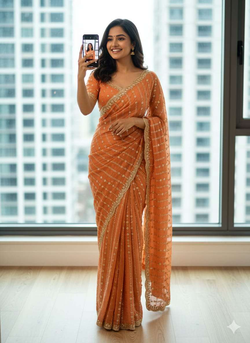 Star Georgette designer sarees collection wholesaler in sura...