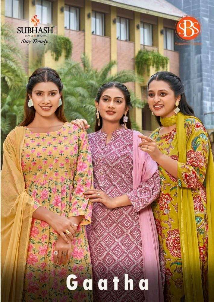SUBHASH SAREES GAATHA COTTON FLOWER PATTERN SALWAR SUIT OFFI...