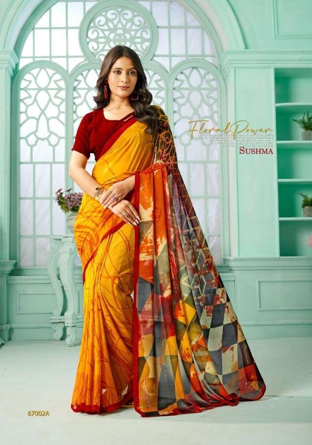 SUSHMA FLOURISH GEORGETTE FABRIC PRINTED SAREES BEST QUALITY...