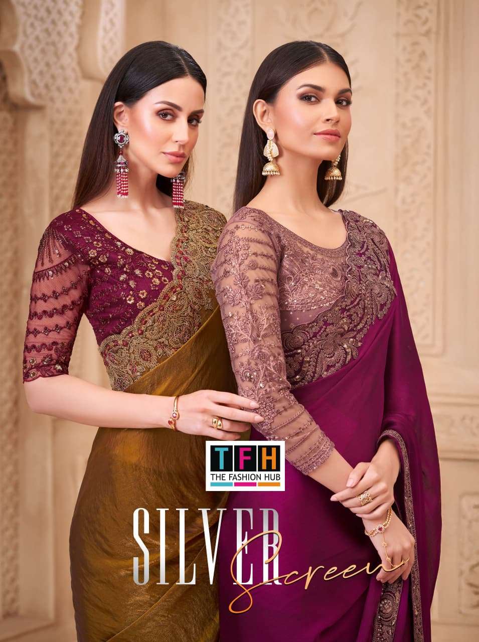 TFH 32000 SERIES COLORFUL GEORGETTE SAREE WITH WORK BLOUSE C...