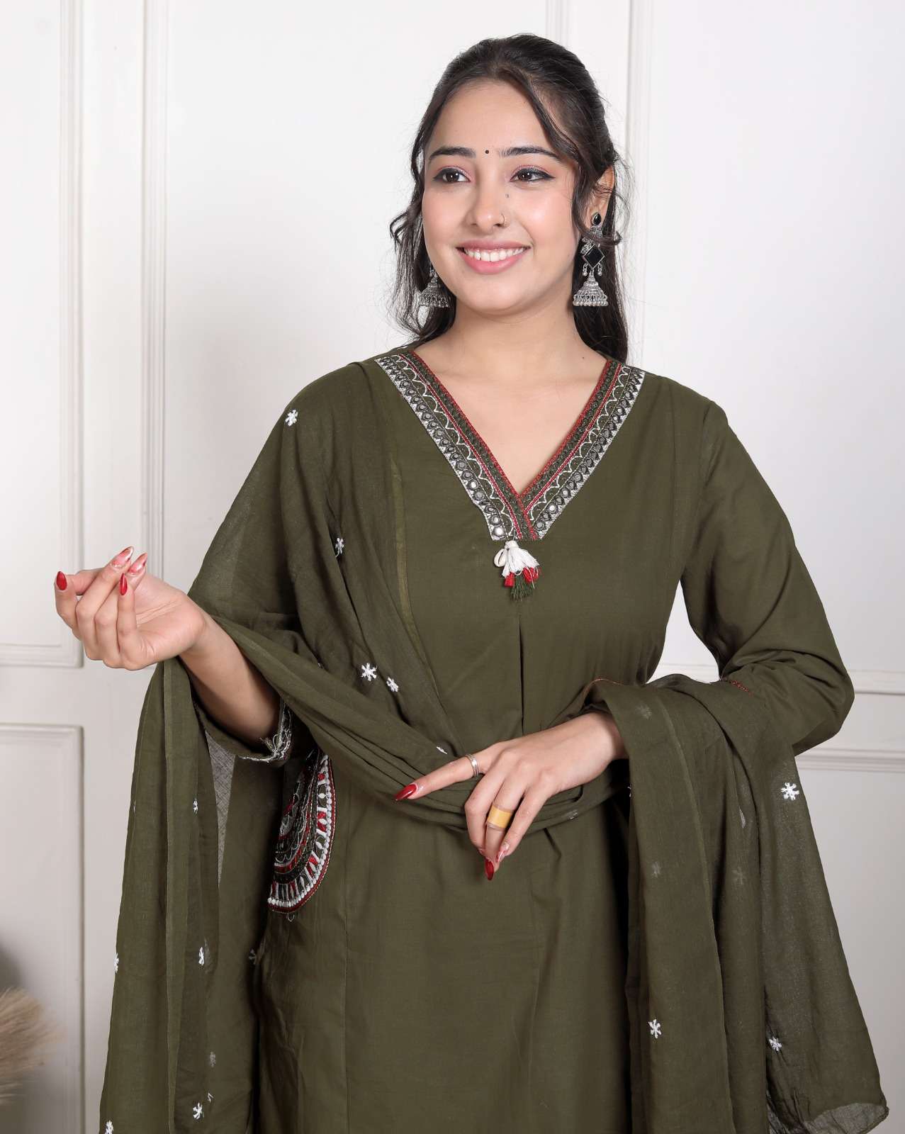 V NECK LATKAN AND POCKET KURTI PANT SUIT NEW CLOTH INDIA SHO...